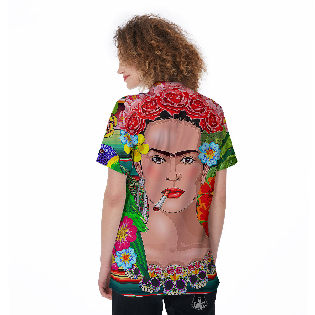 Serape Frida Kahlo Print Women's Golf Shirts-grizzshop