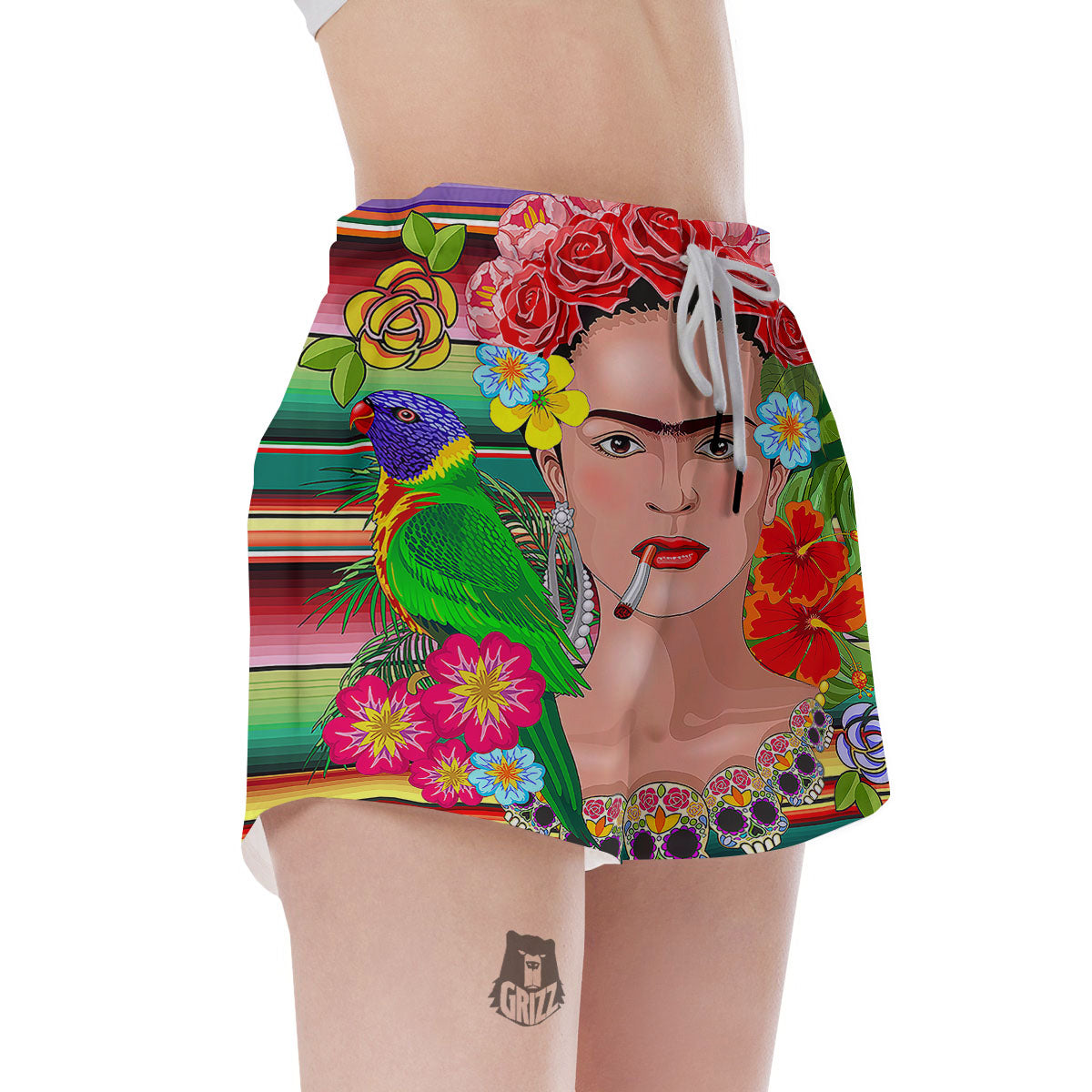 Serape Frida Kahlo Print Women's Shorts-grizzshop