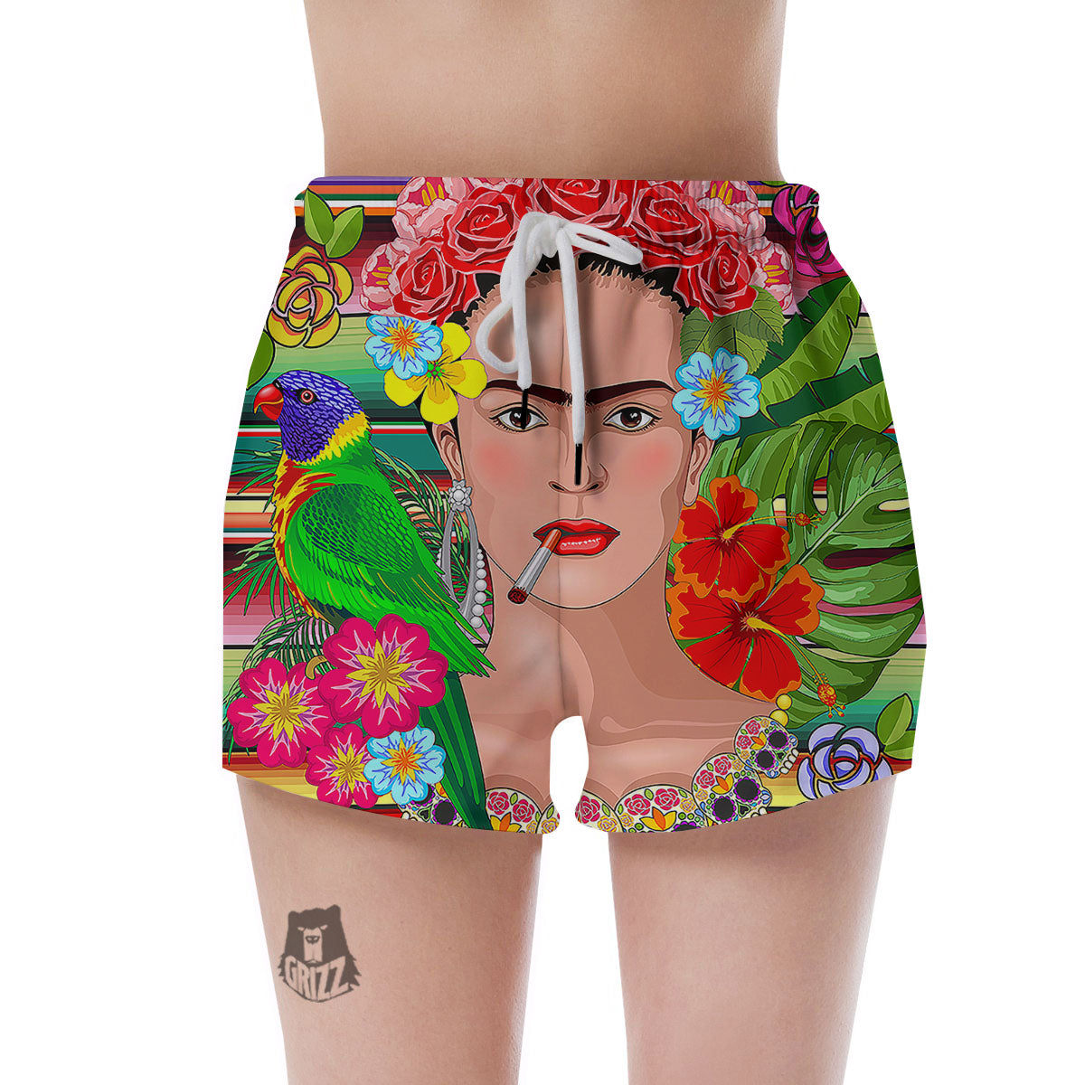 Serape Frida Kahlo Print Women's Shorts-grizzshop