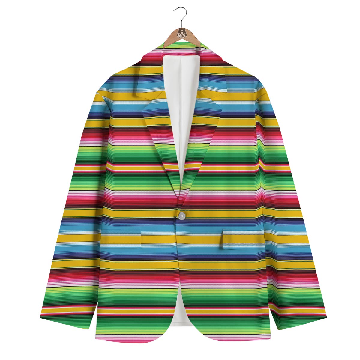 Serape Mexican Blanket Baja Pattern Print Men's Blazer-grizzshop