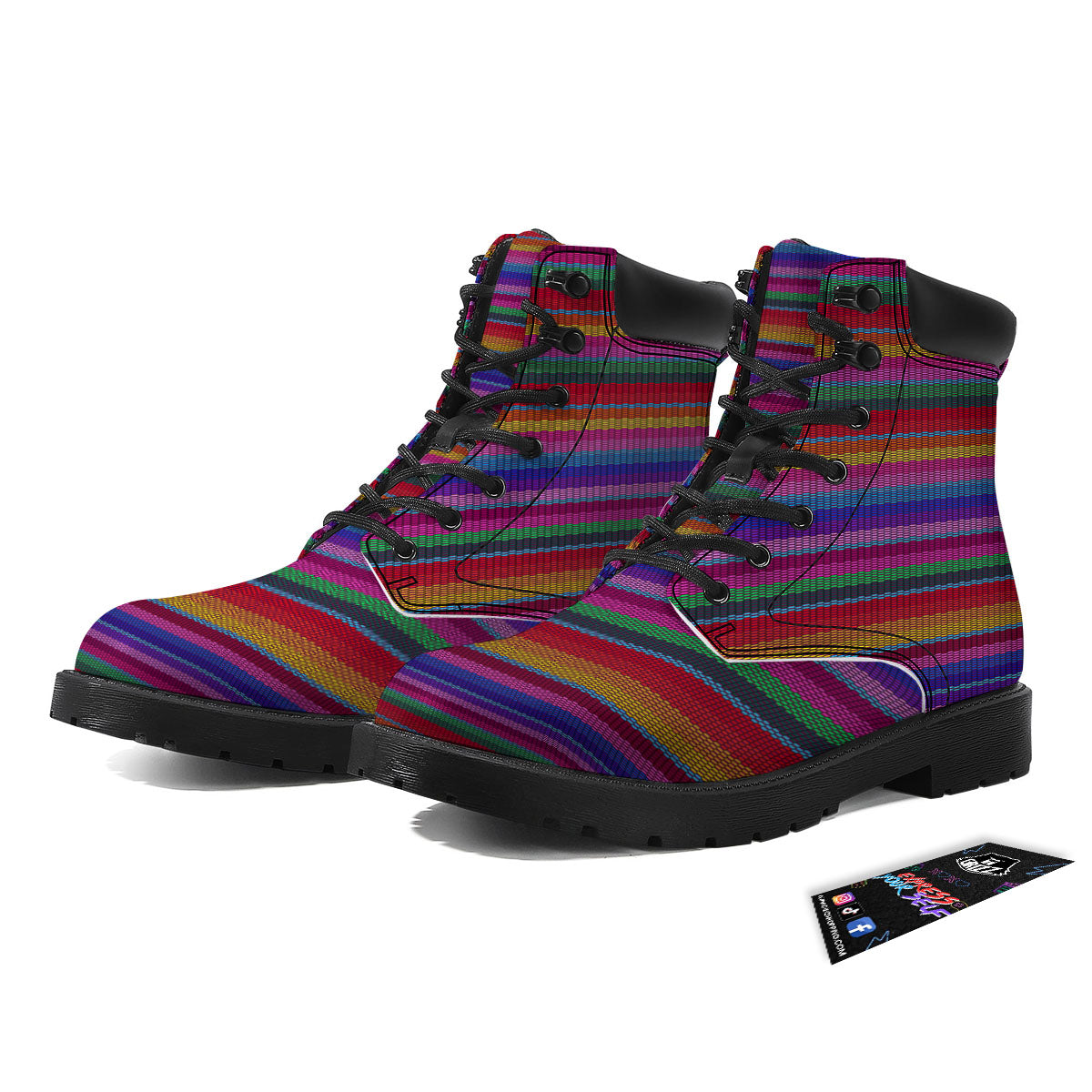 Serape Mexican Colorful Print Pattern Boots-grizzshop