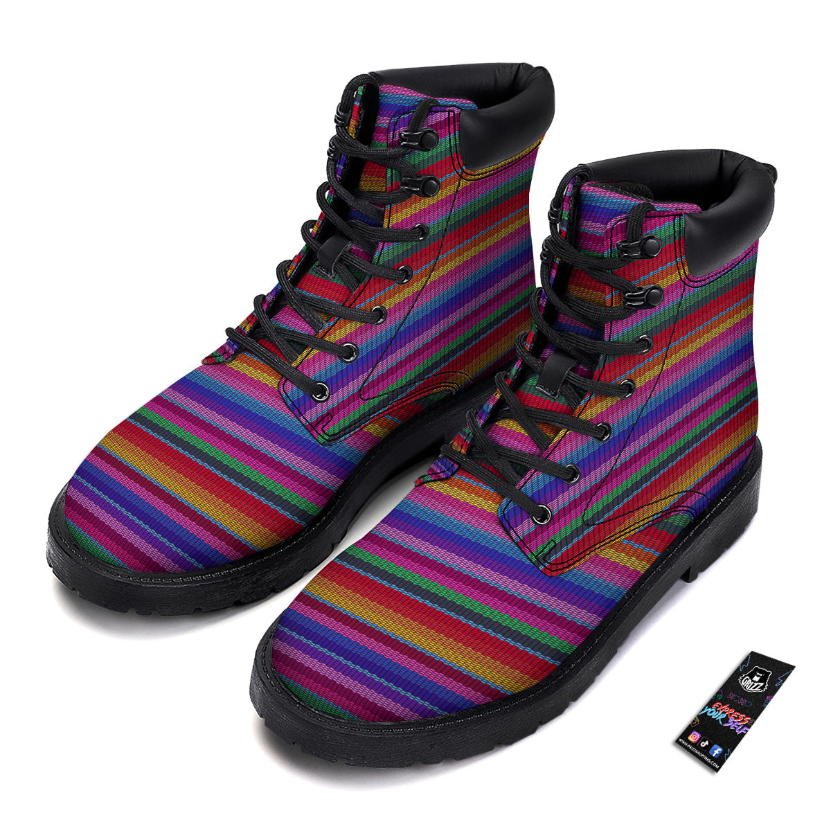 Serape Mexican Colorful Print Pattern Boots-grizzshop