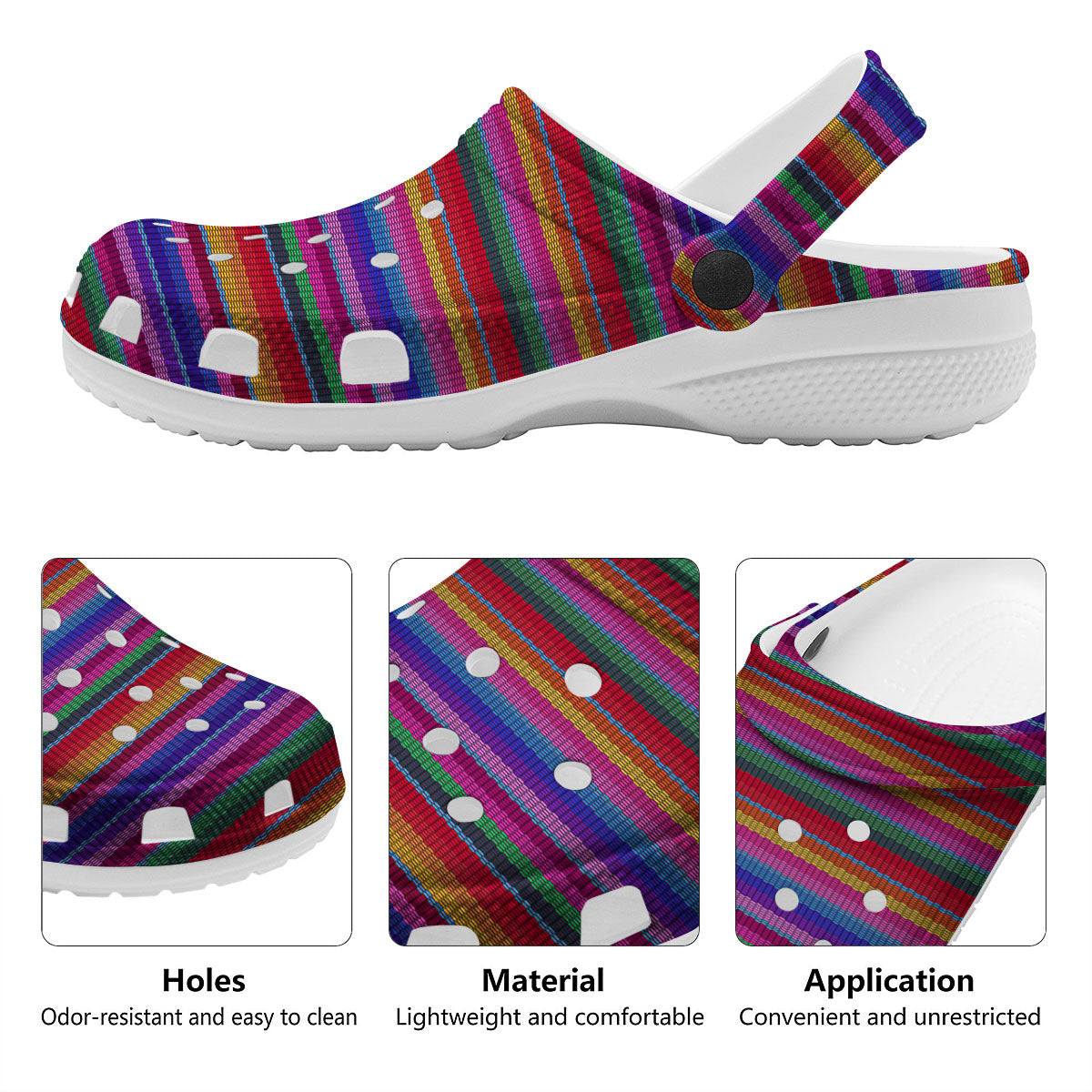 Serape Mexican Colorful Print Pattern Clog-grizzshop