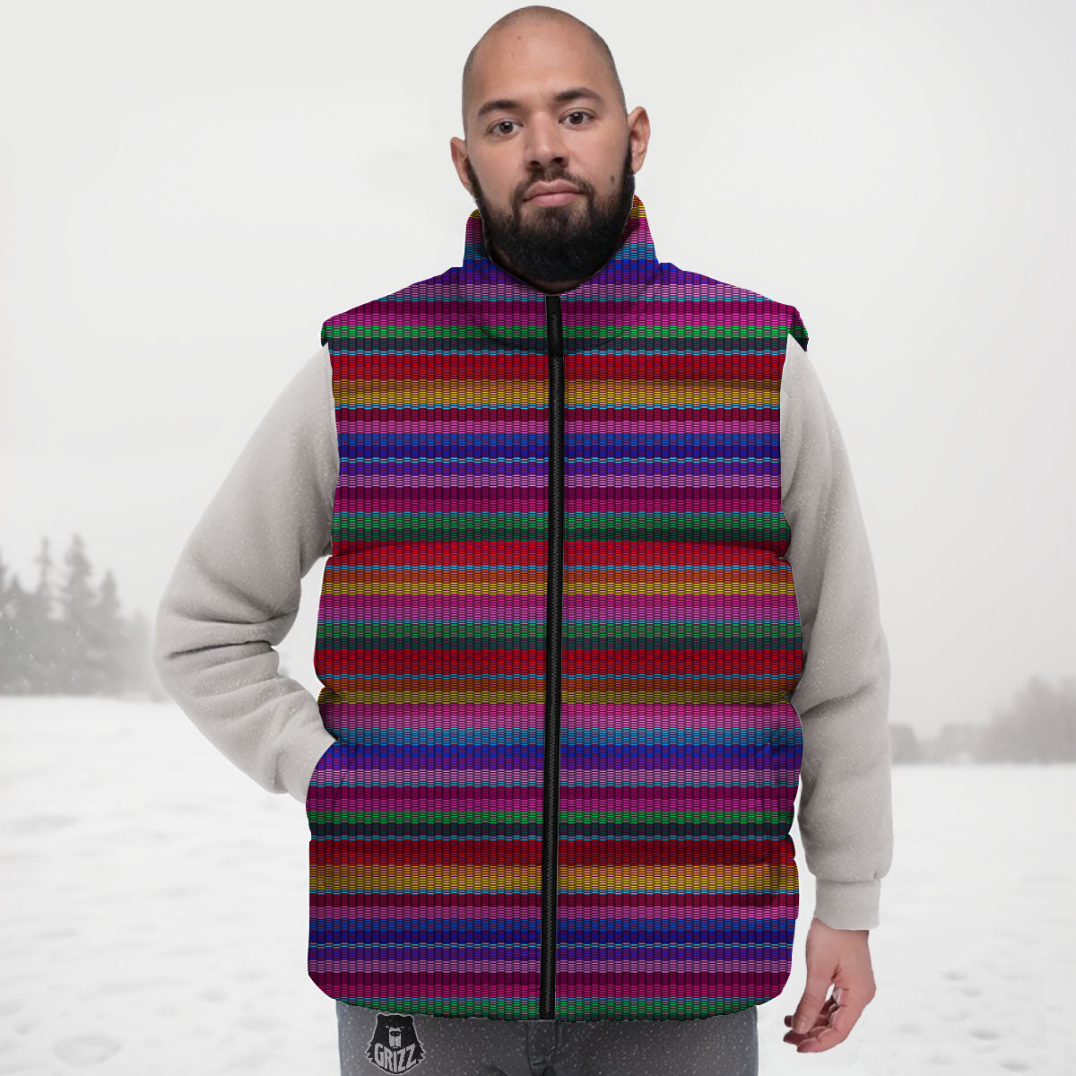 Serape Mexican Colorful Print Pattern Down Vest