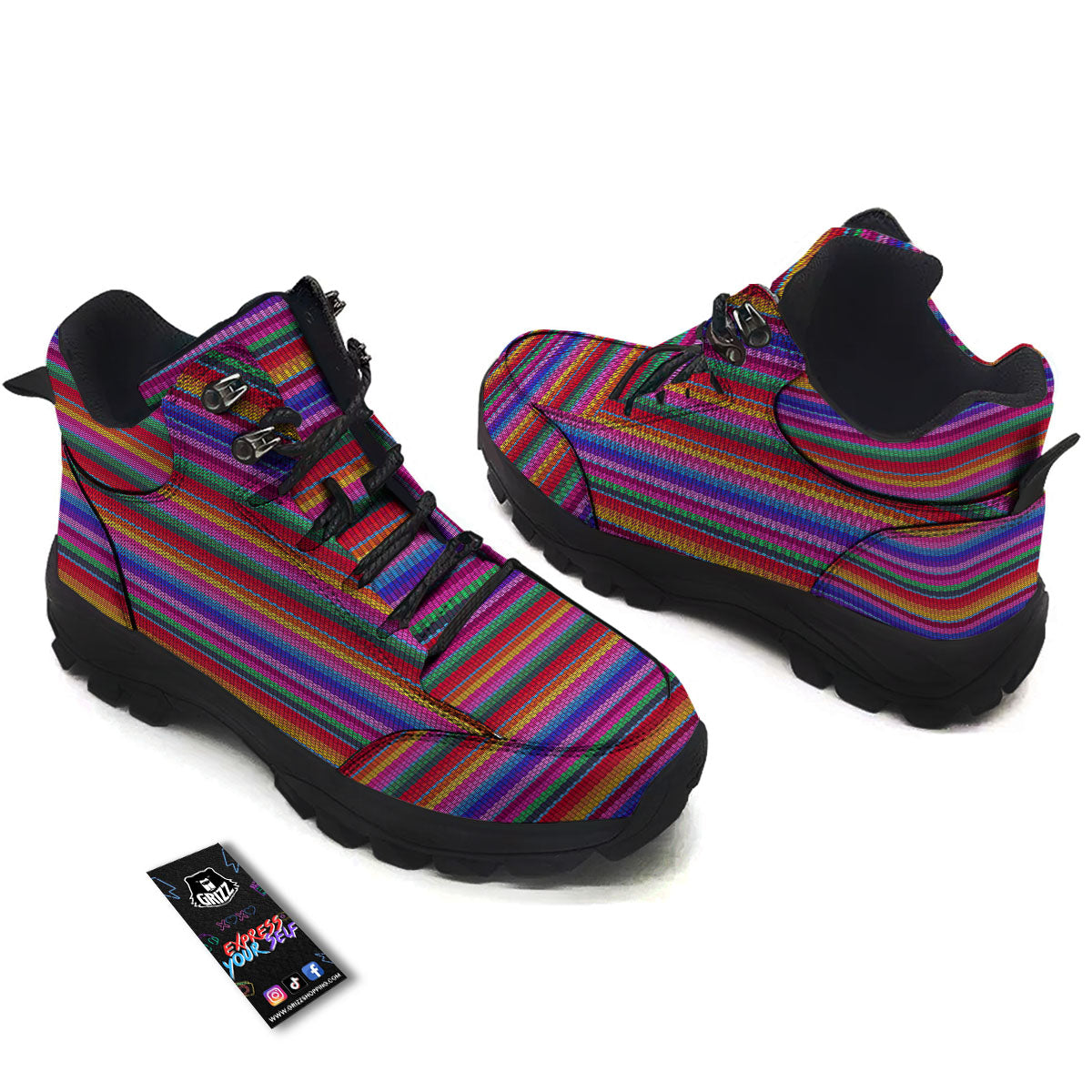 Serape Mexican Colorful Print Pattern Hiking Shoes-grizzshop