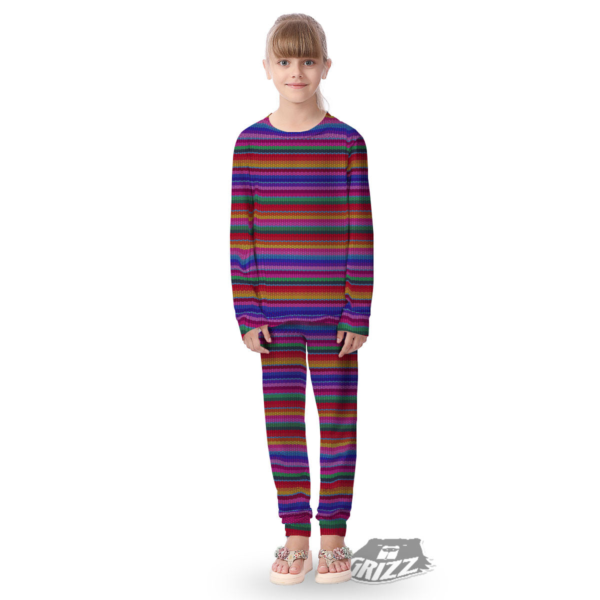 Serape Mexican Colorful Print Pattern Kid's Pajamas-grizzshop