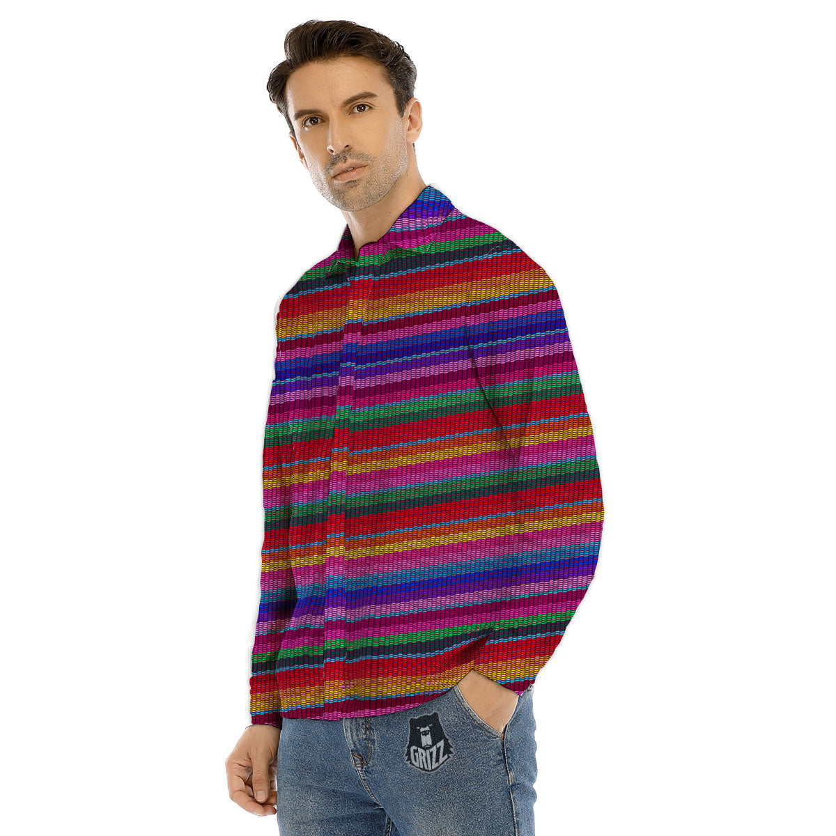 Serape Mexican Colorful Print Pattern Men's Dress Shirts-grizzshop