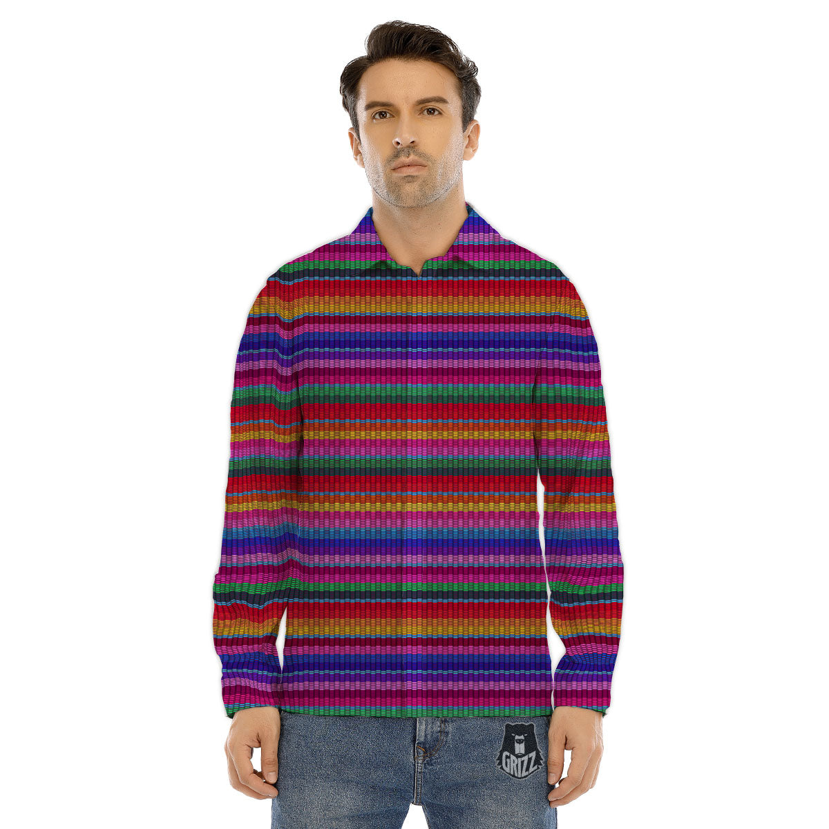 Serape Mexican Colorful Print Pattern Men's Dress Shirts-grizzshop