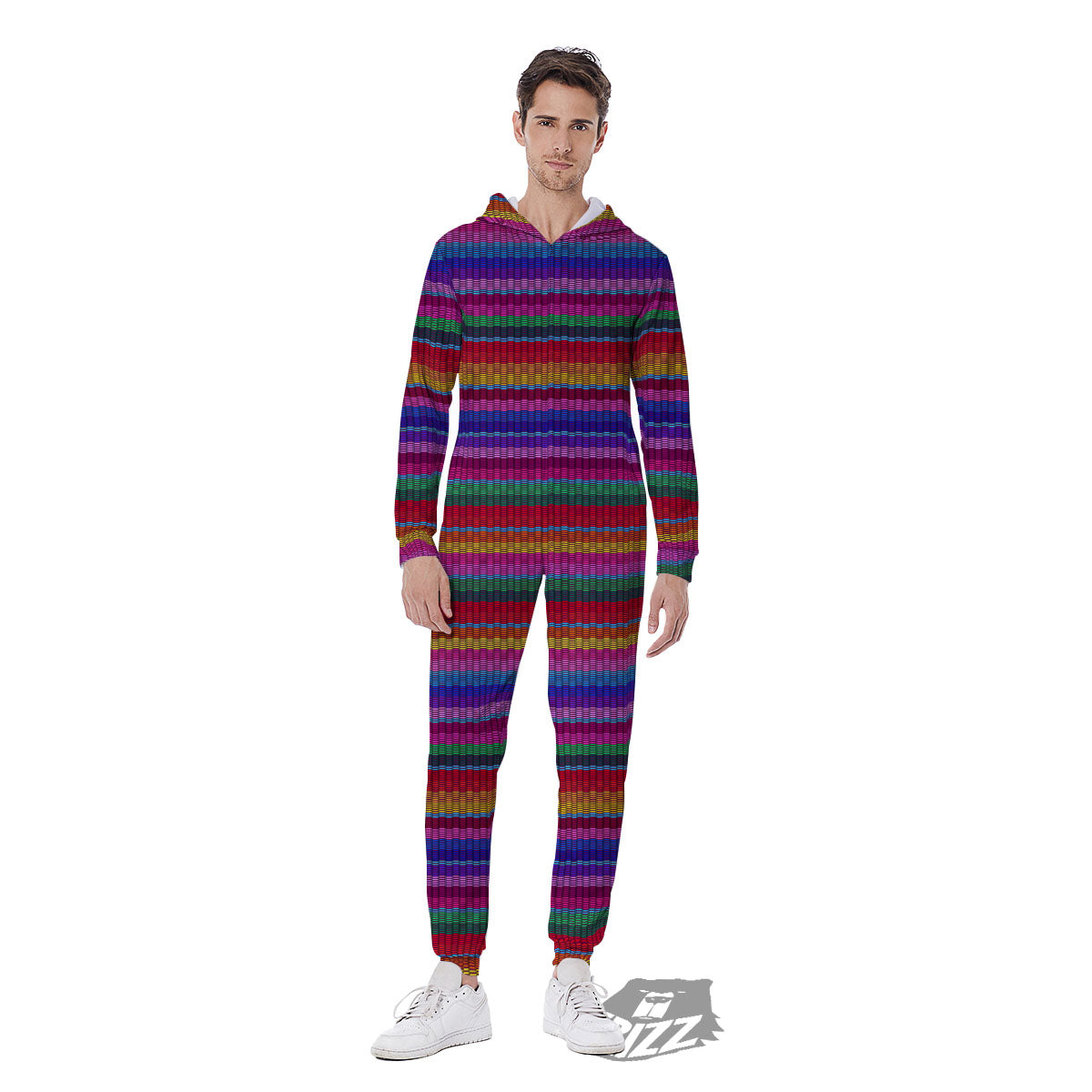 Serape Mexican Colorful Print Pattern Men's Jumpsuit-grizzshop