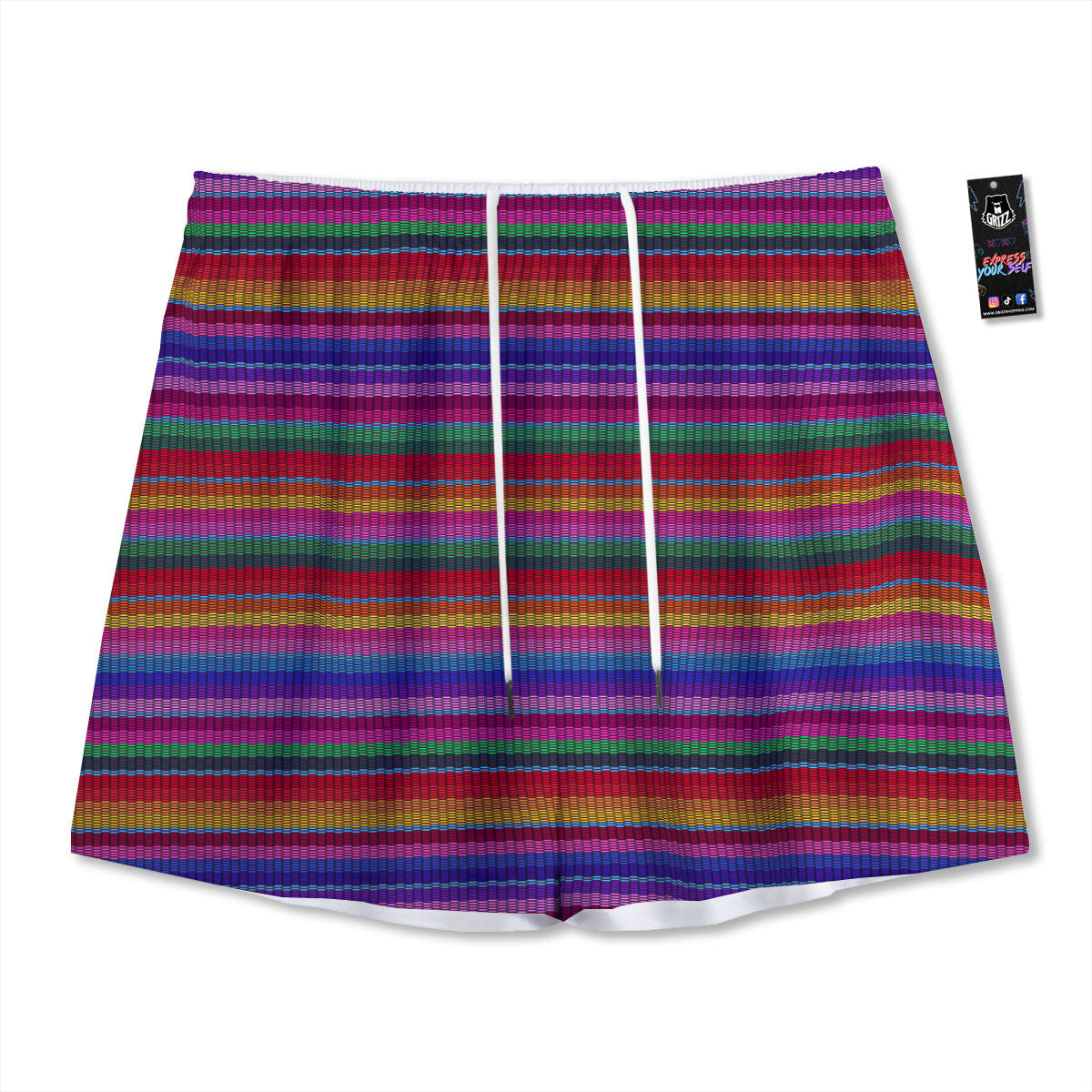 Reggae Geometric Print Pattern Mesh Shorts