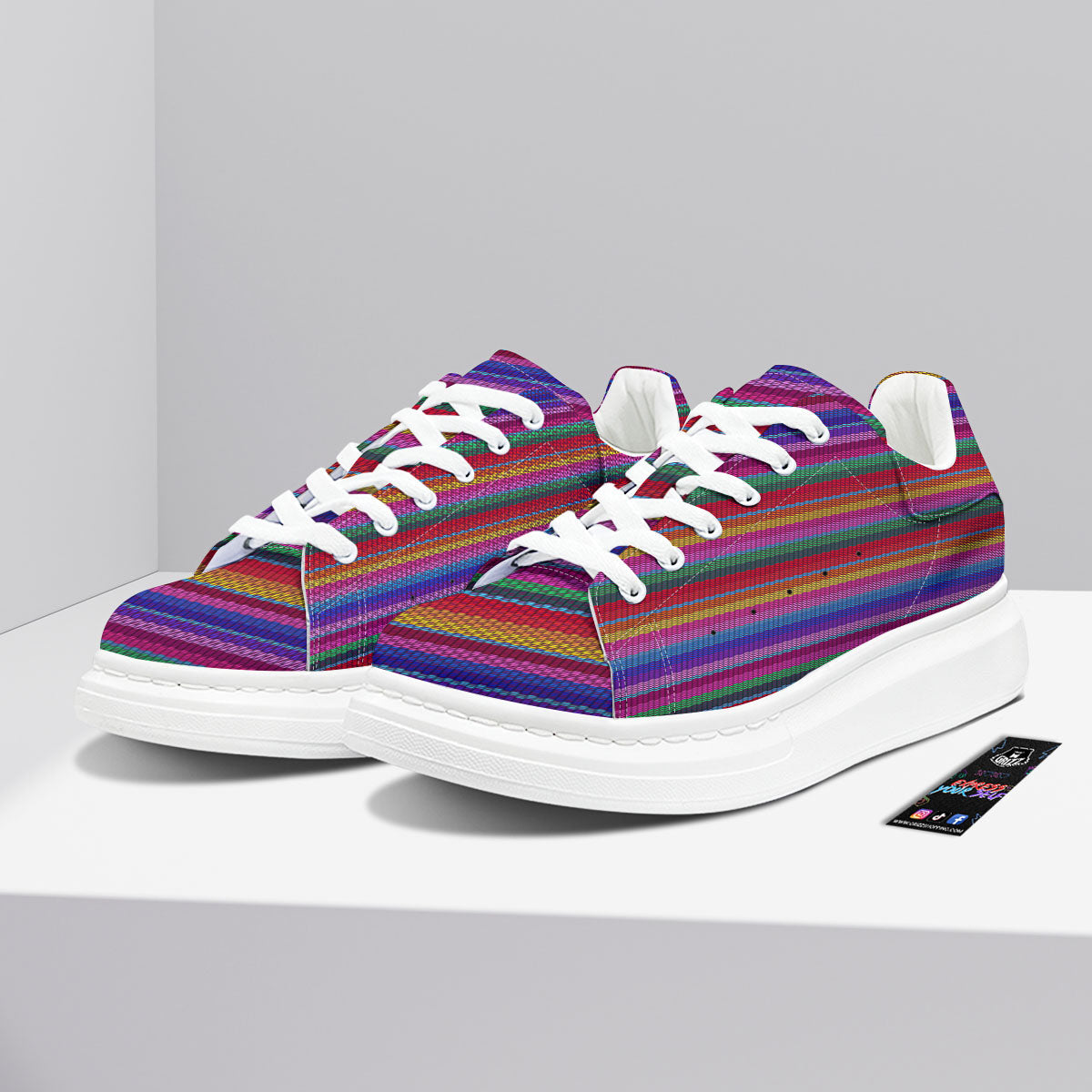Serape Mexican Colorful Print Pattern Platform Shoes-grizzshop