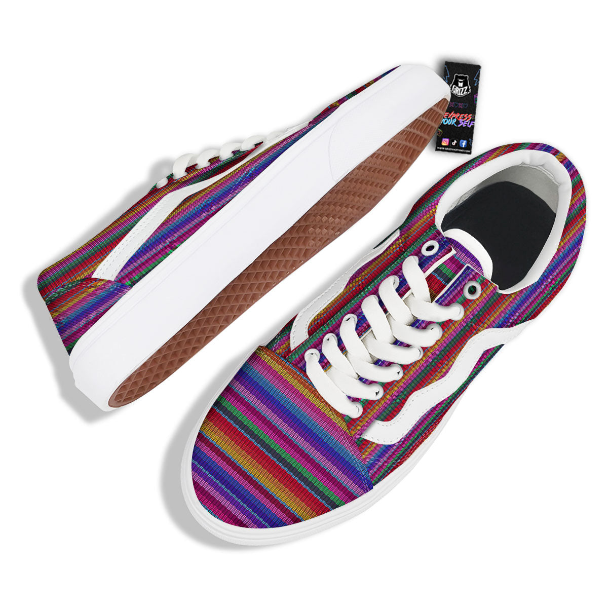 Serape Mexican Colorful Print Pattern Skate Shoes-grizzshop