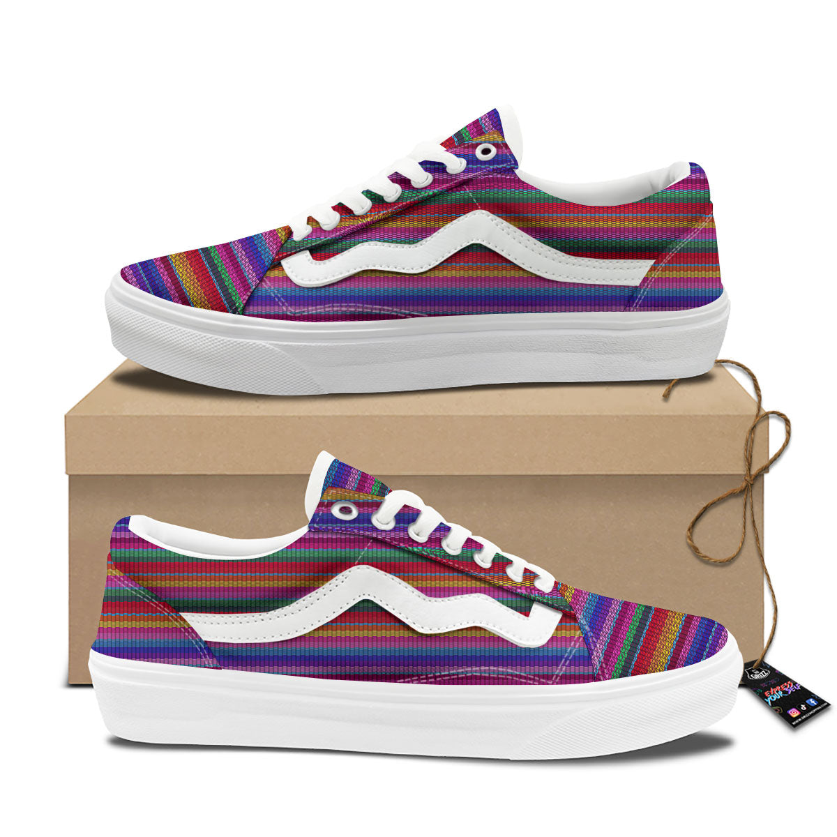 Serape Mexican Colorful Print Pattern Skate Shoes-grizzshop