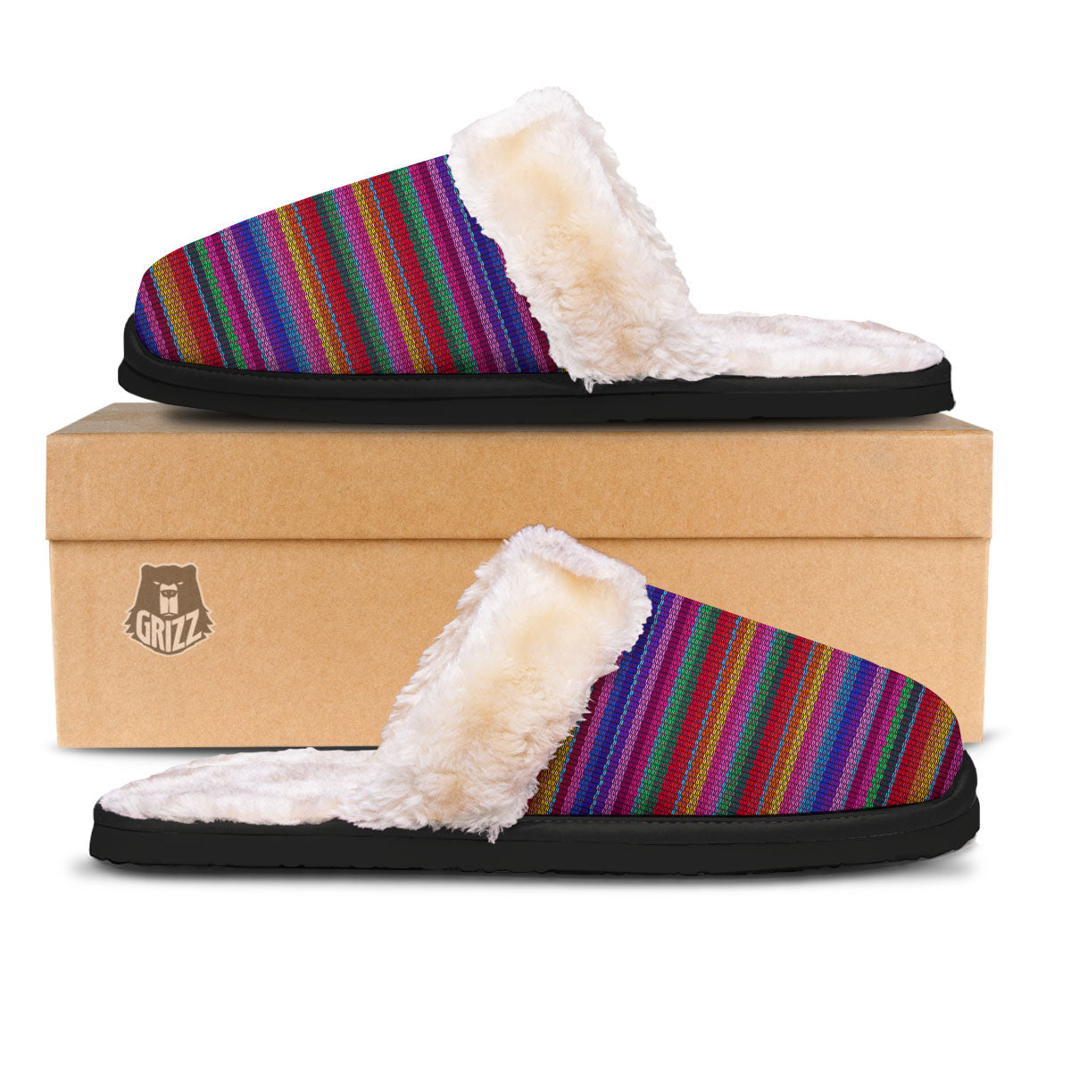 Serape Mexican Colorful Print Pattern Slippers-grizzshop