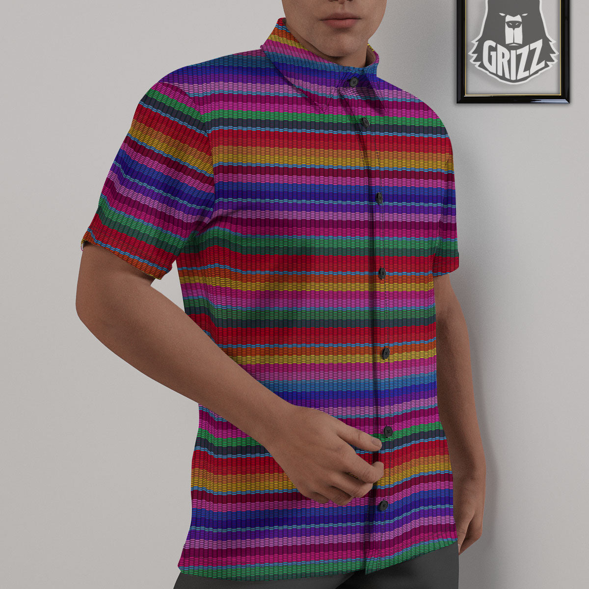 Serape Mexican Colorful Print Pattern Untucked Shirts-grizzshop