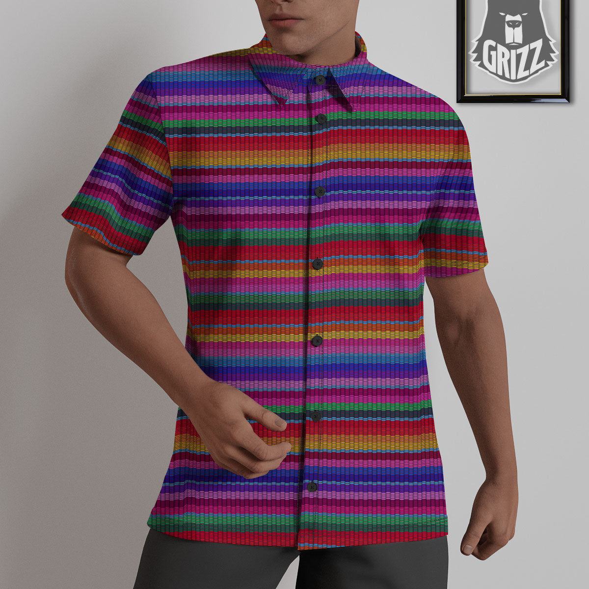 Serape Mexican Colorful Print Pattern Untucked Shirts-grizzshop