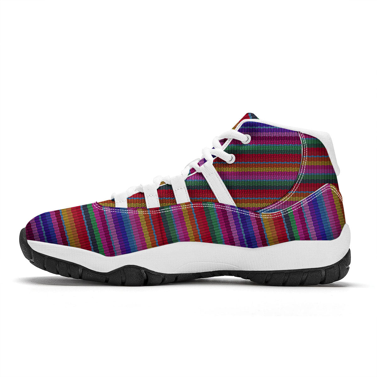 Serape Mexican Colorful Print Pattern White Bball Shoes-grizzshop