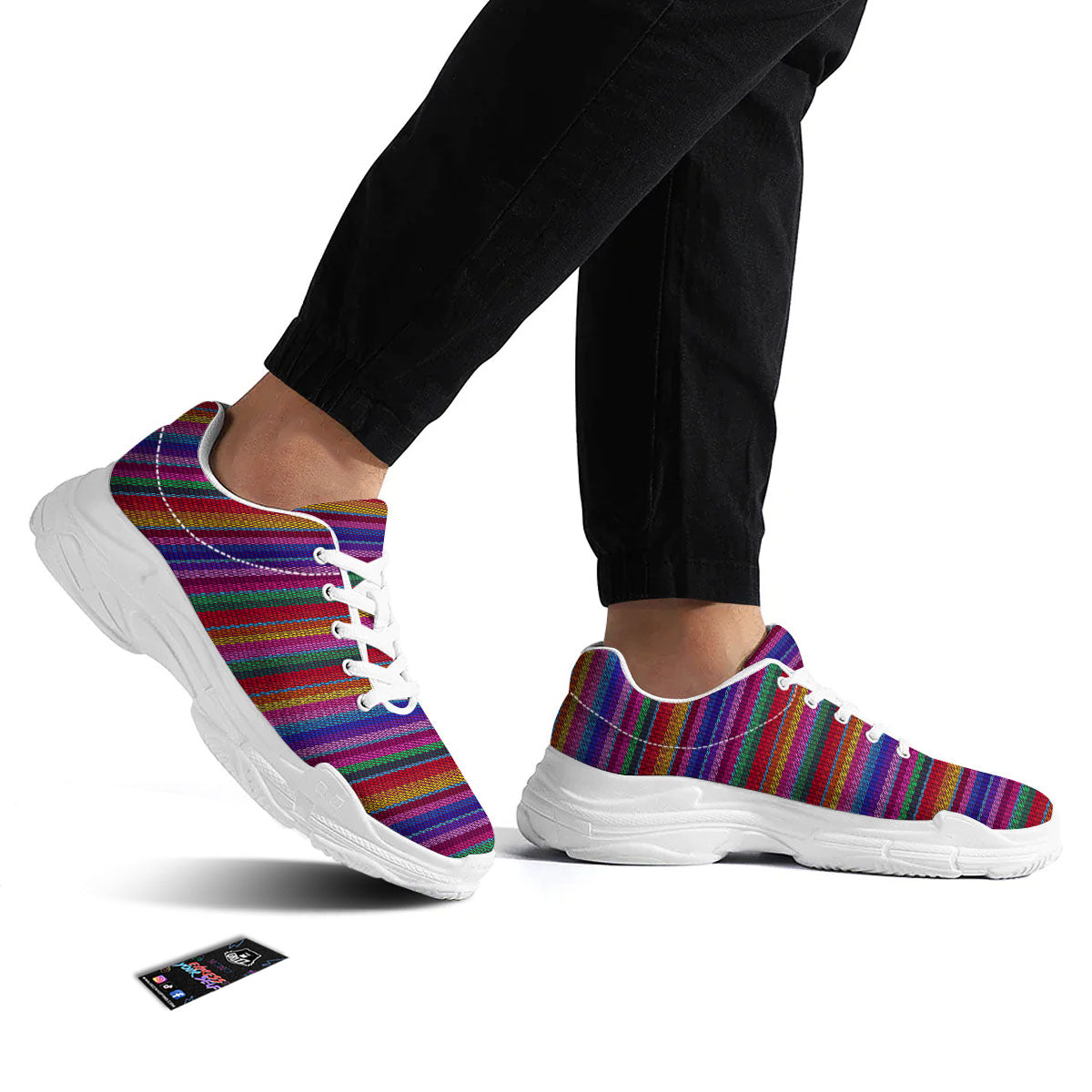 Serape Mexican Colorful Print Pattern White Chunky Shoes-grizzshop