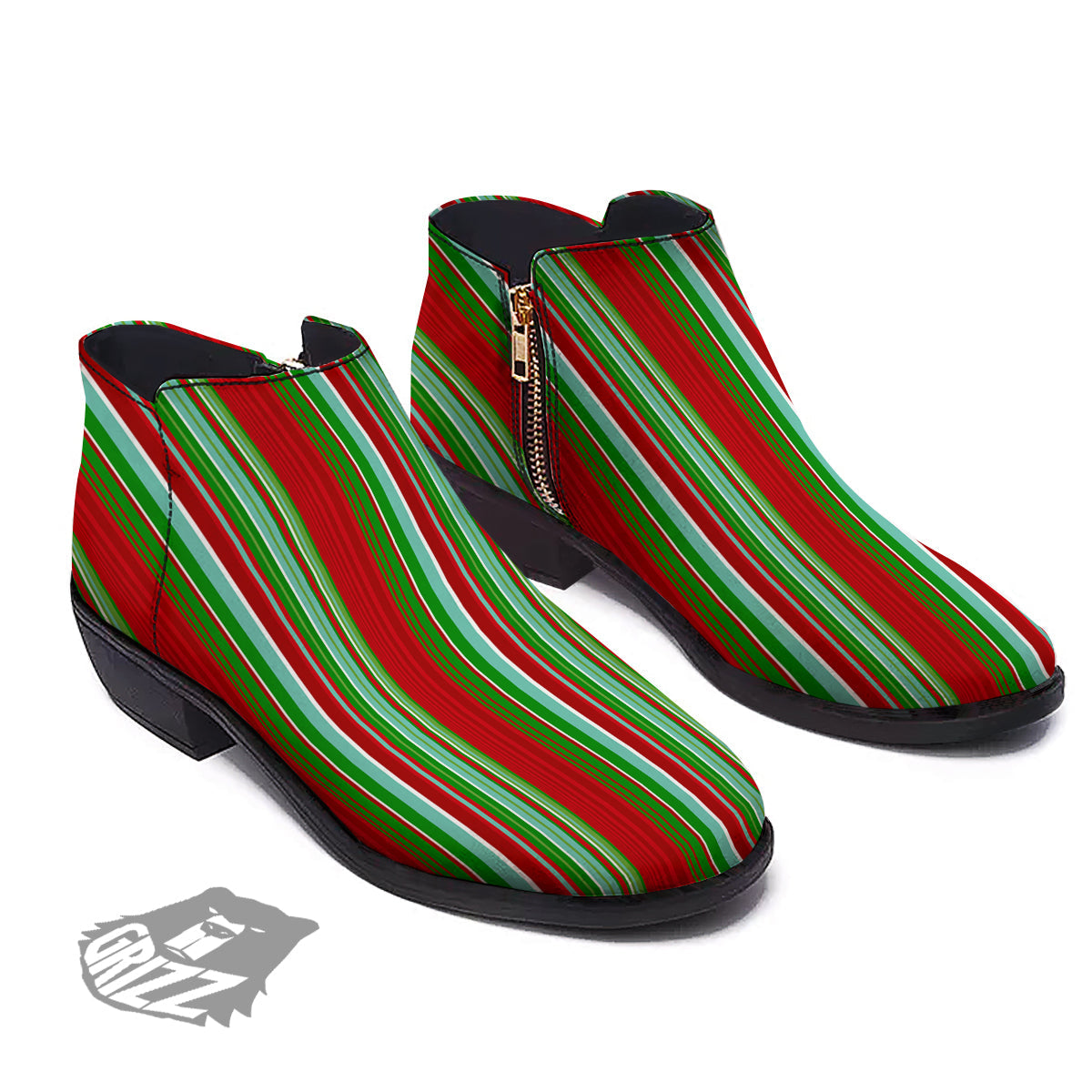 Serape Mexican Vintage Print Pattern Ankle Boots-grizzshop
