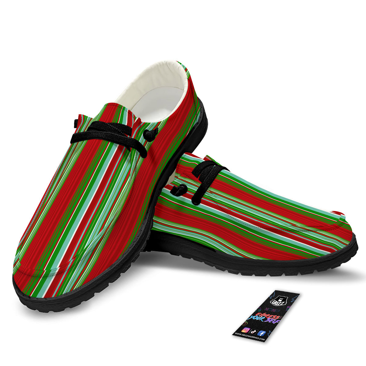 Serape Mexican Vintage Print Pattern Black Loafers-grizzshop