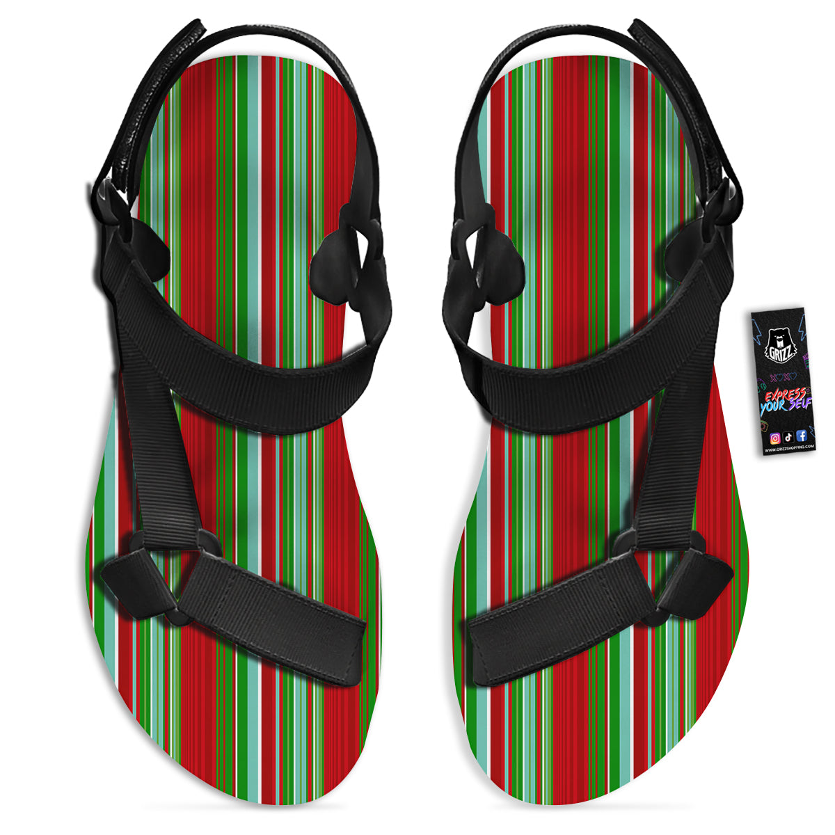 Serape Mexican Vintage Print Pattern Black Open Toe Sandals-grizzshop
