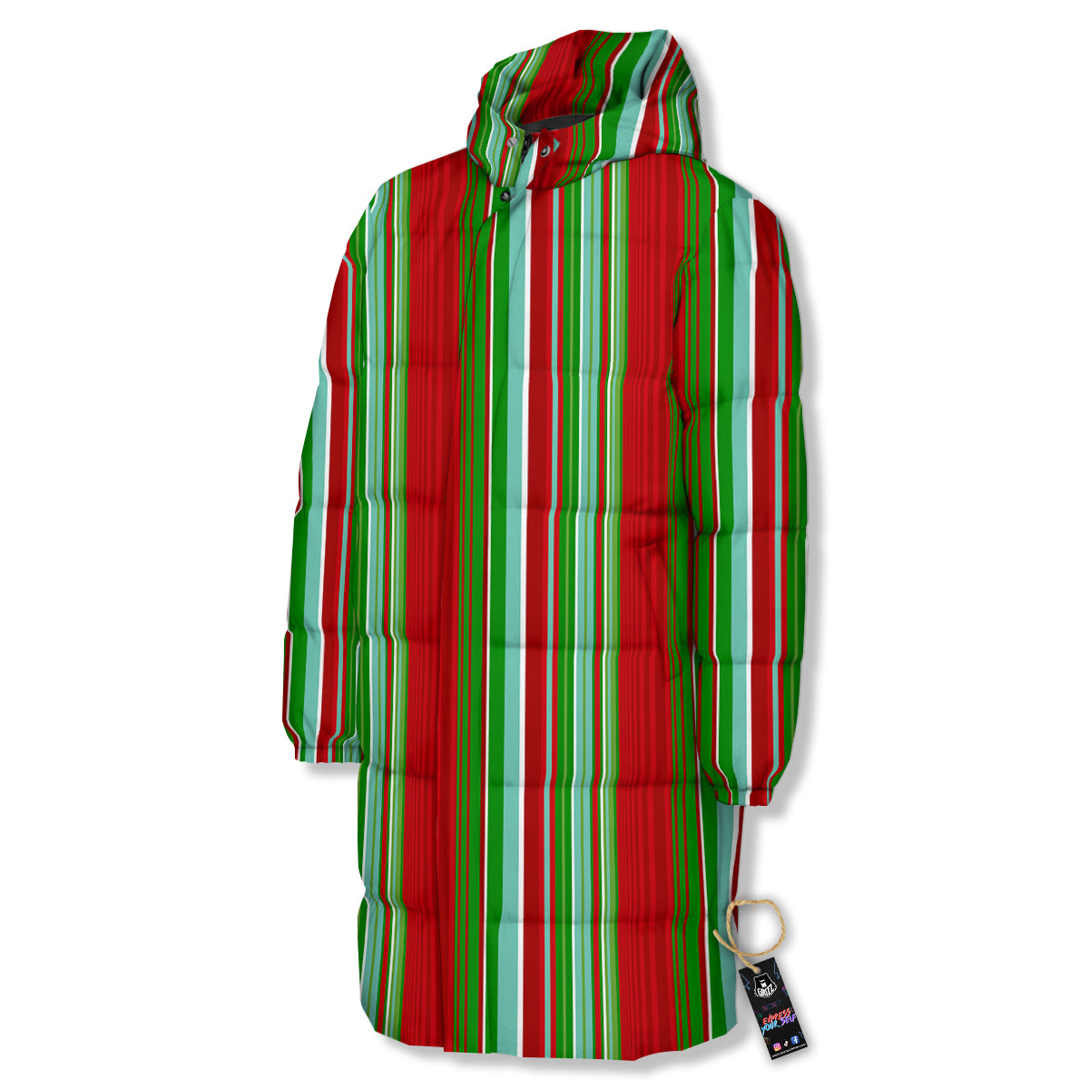 Serape Mexican Vintage Print Pattern Long Down Jacket-grizzshop
