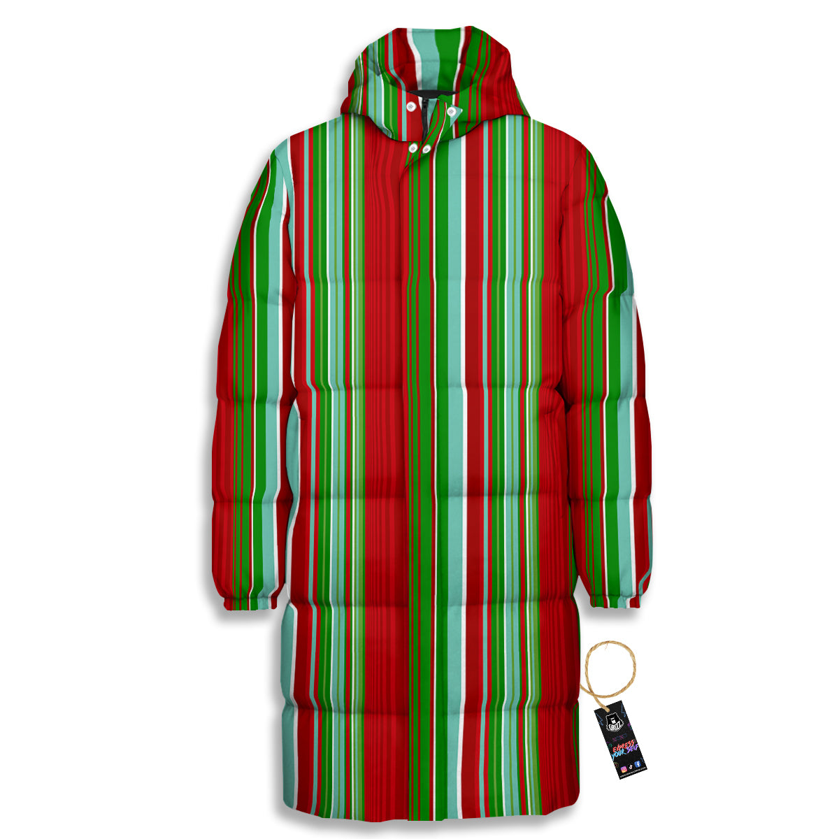 Serape Mexican Vintage Print Pattern Long Down Jacket-grizzshop