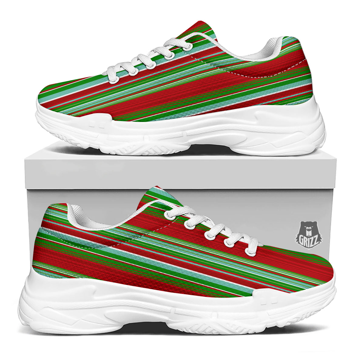Serape Mexican Vintage Print Pattern White Chunky Shoes-grizzshop