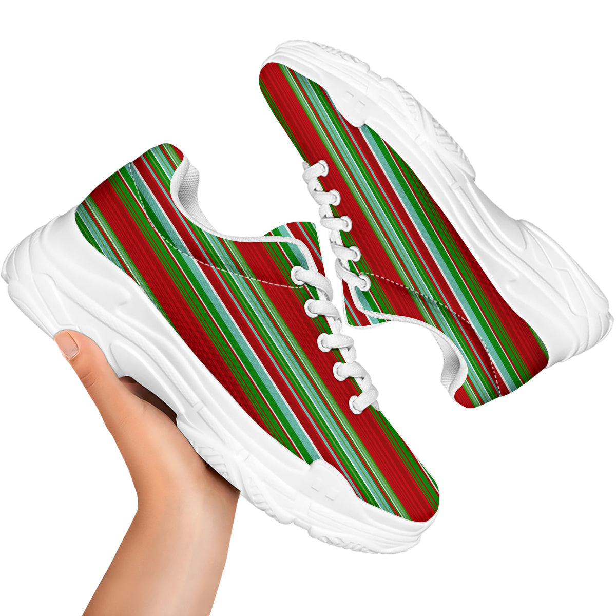 Serape Mexican Vintage Print Pattern White Chunky Shoes-grizzshop