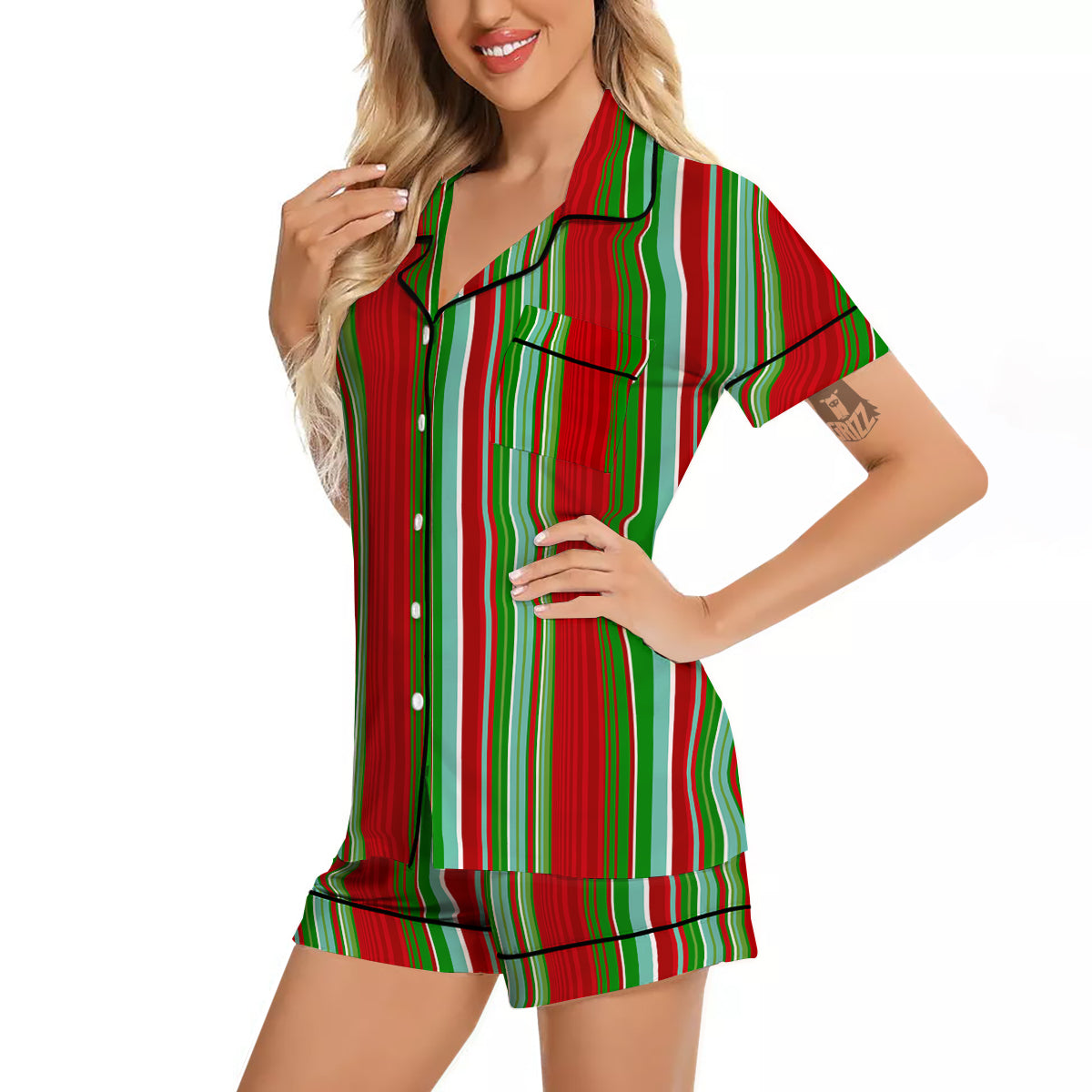 Serape Mexican Vintage Print Pattern Women Silk Pajamas-grizzshop