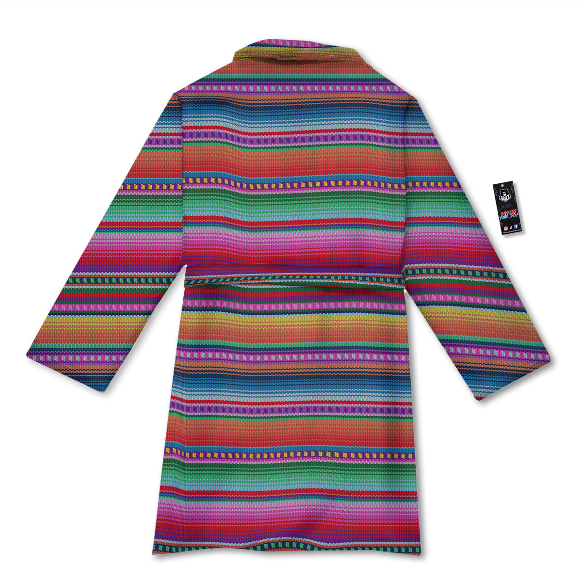 Serape Stripe Colorful Mexican Print Bathrobe-grizzshop