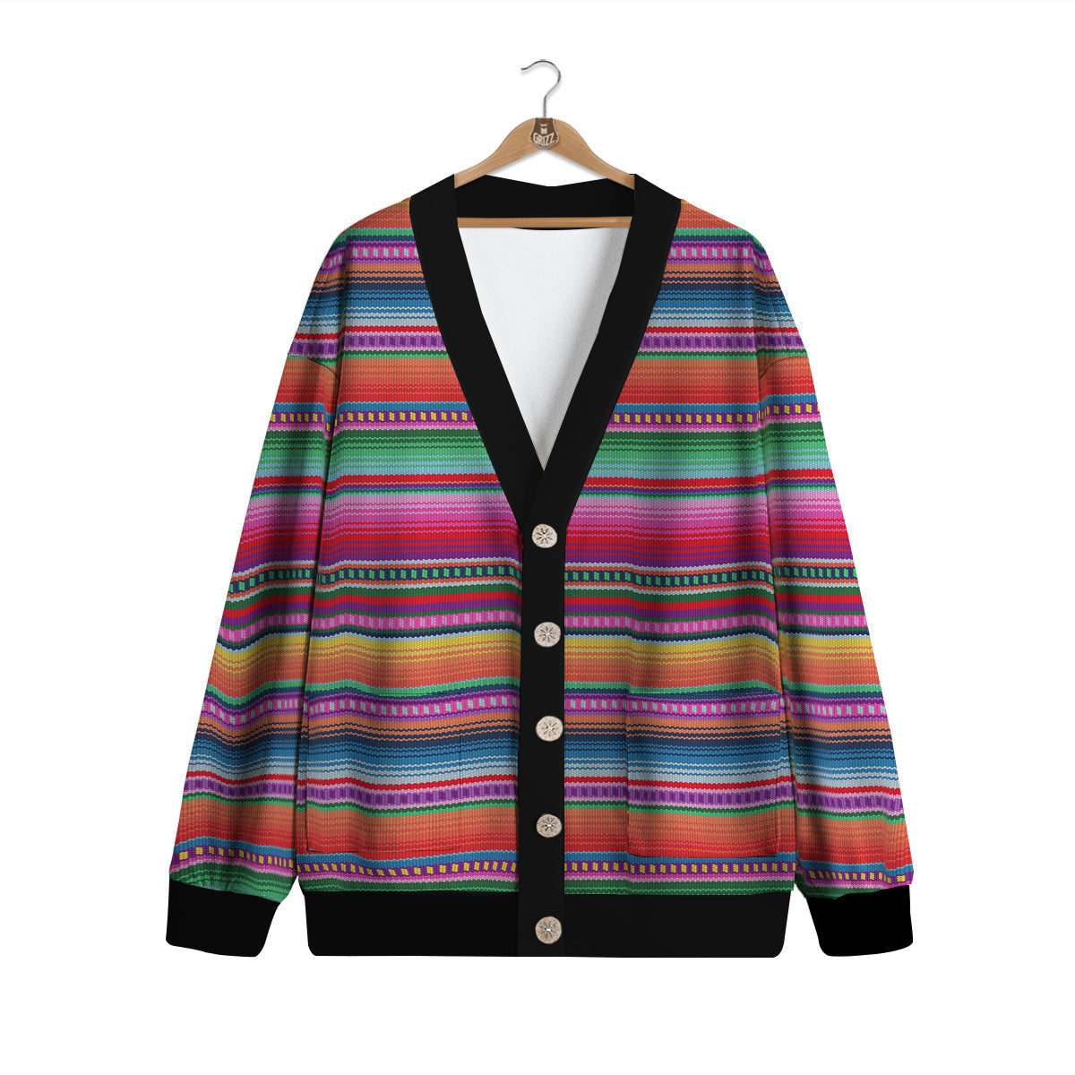 Serape Stripe Colorful Mexican Print Cardigan-grizzshop