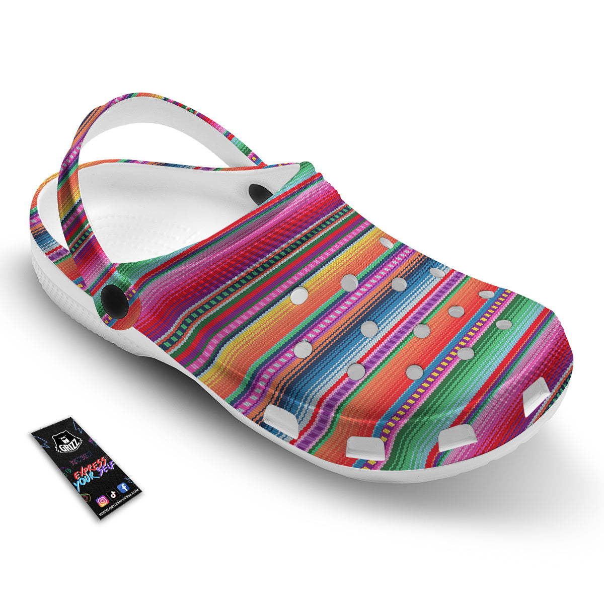 Serape Stripe Colorful Mexican Print Clog-grizzshop