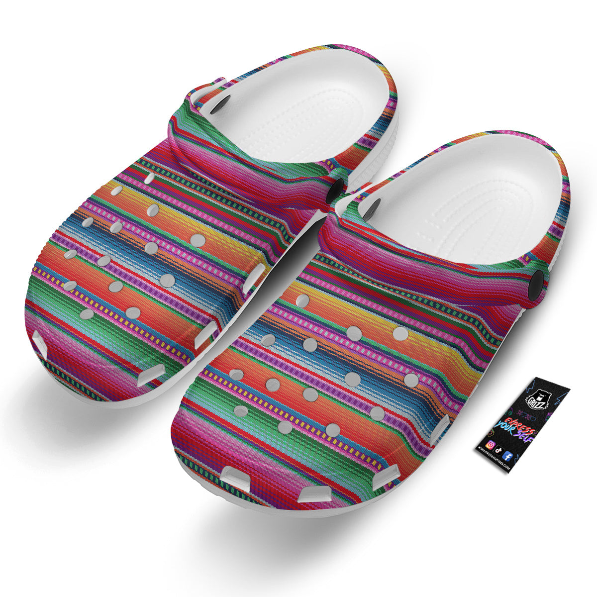 Serape Stripe Colorful Mexican Print Clog-grizzshop