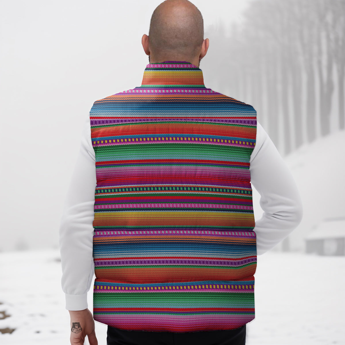 Serape Stripe Colorful Mexican Print Down Vest