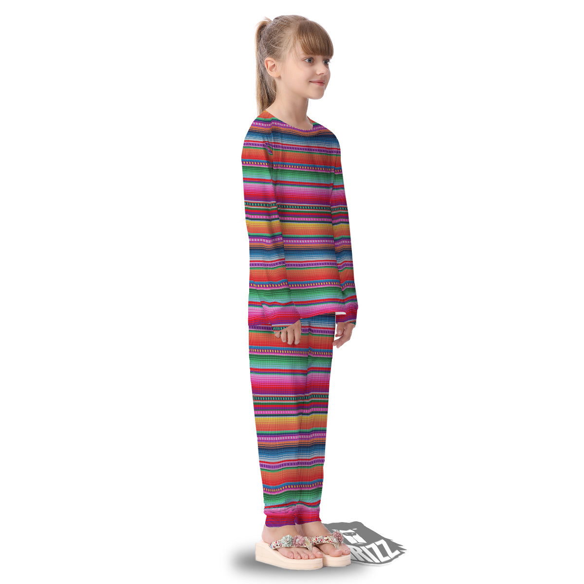 Serape Stripe Colorful Mexican Print Kid's Pajamas-grizzshop