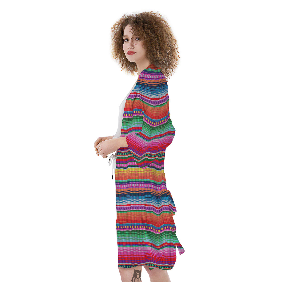 Serape Stripe Colorful Mexican Print Kimono-grizzshop