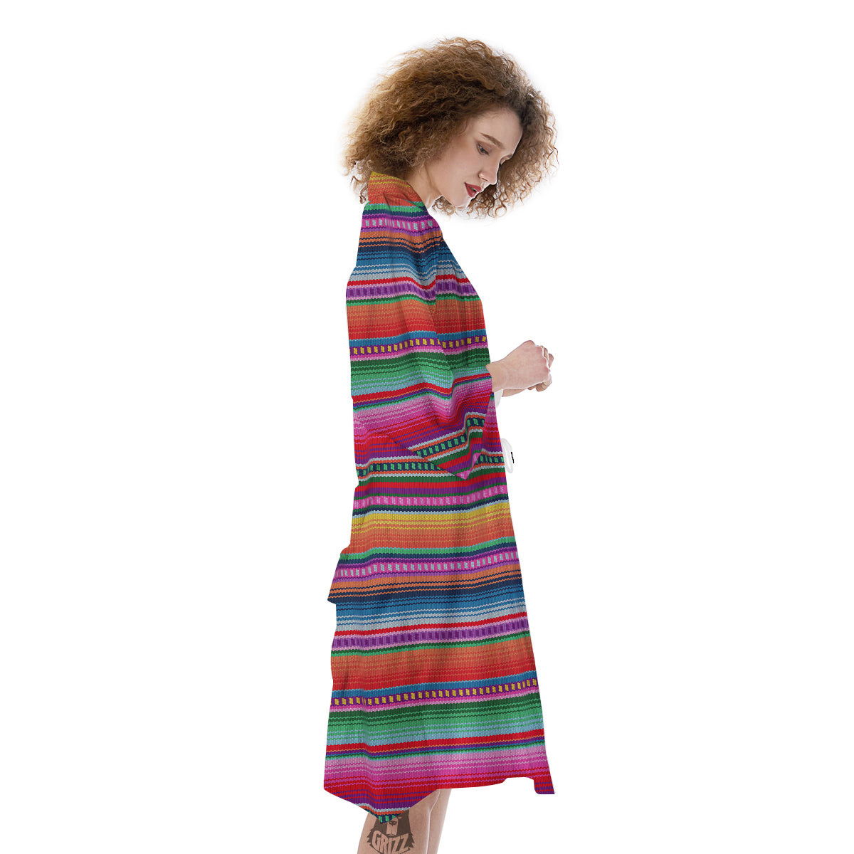 Serape Stripe Colorful Mexican Print Kimono-grizzshop