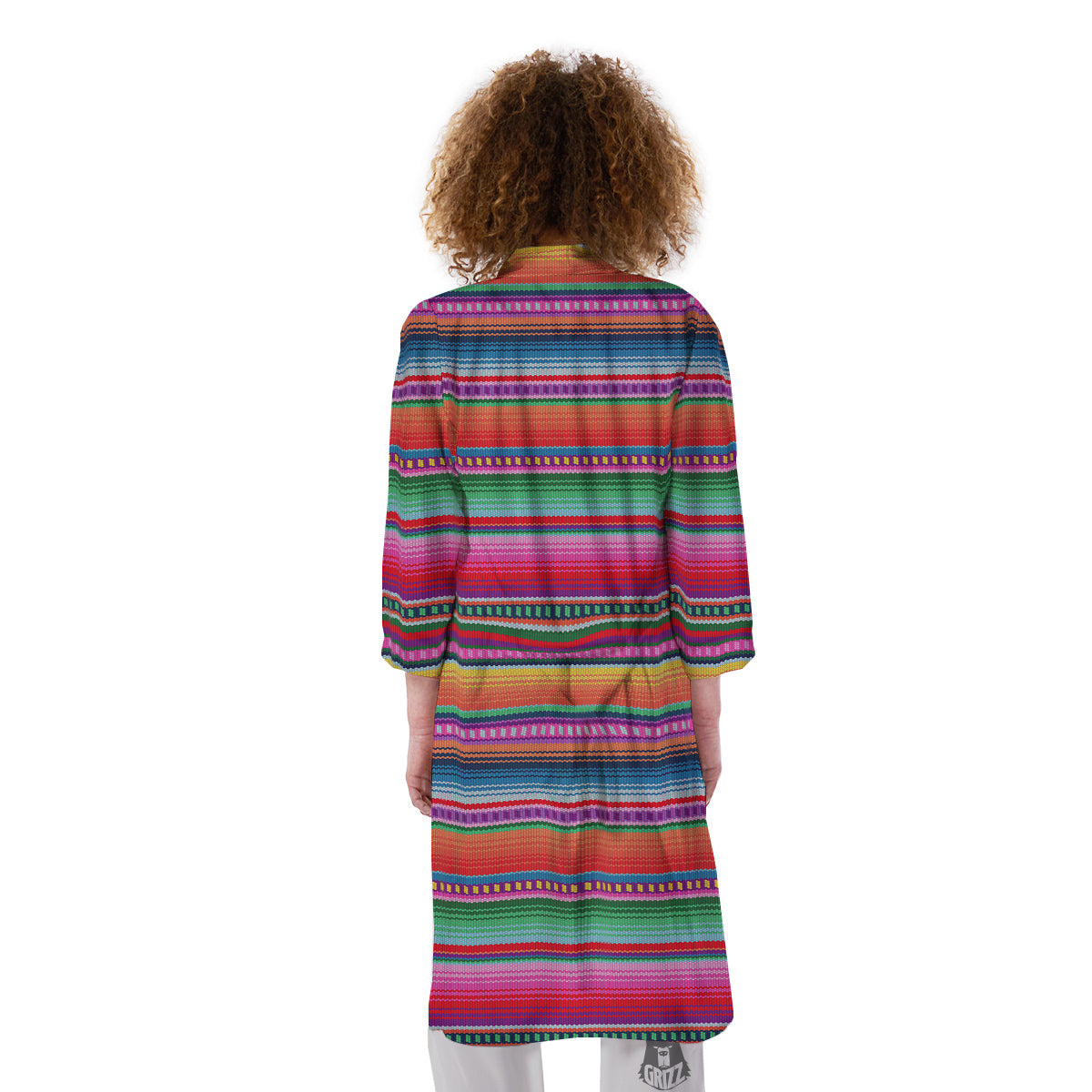 Serape Stripe Colorful Mexican Print Kimono-grizzshop