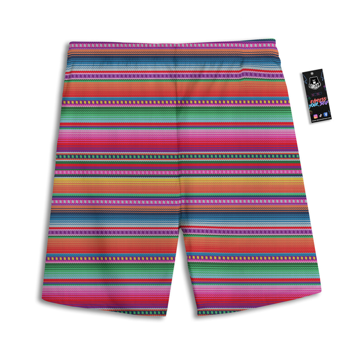 Serape Stripe Colorful Mexican Print Men's Athletic Shorts