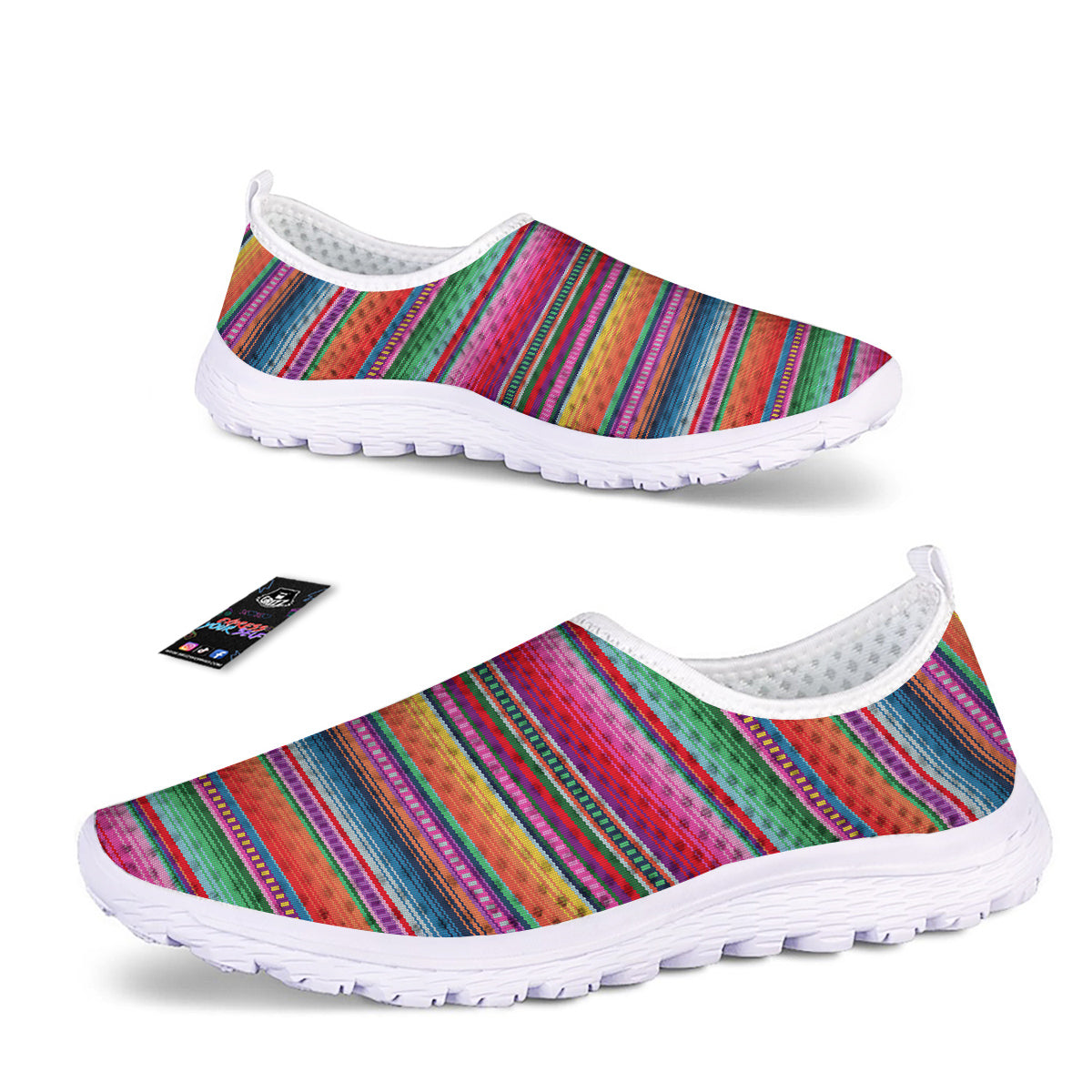 Serape Stripe Colorful Mexican Print Nurse Shoes-grizzshop