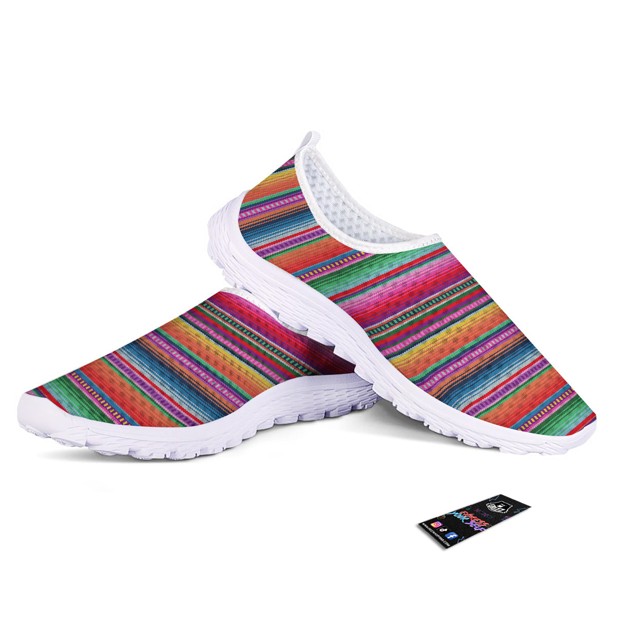 Serape Stripe Colorful Mexican Print Nurse Shoes-grizzshop