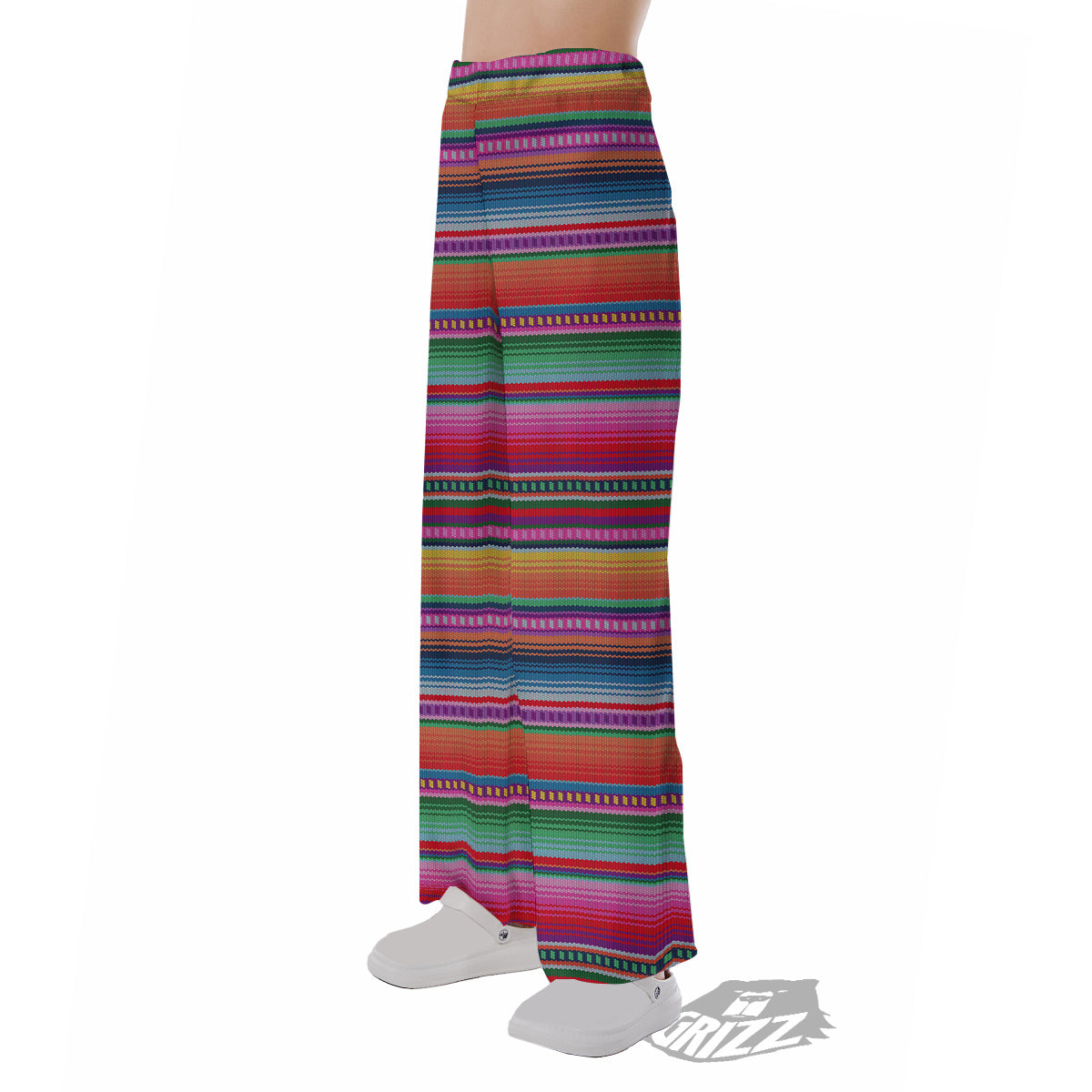 Serape Stripe Colorful Mexican Print Pajama Pants-grizzshop