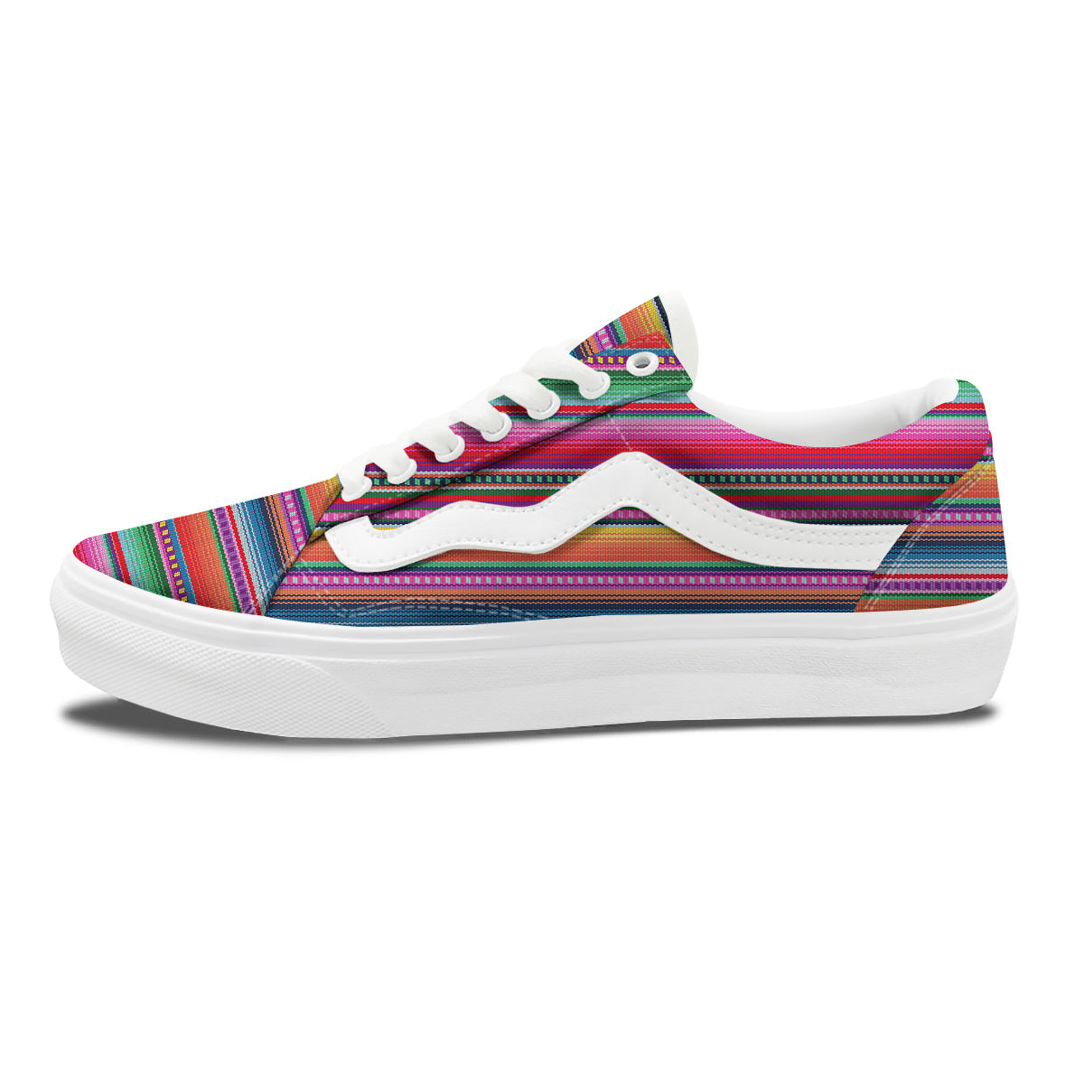 Serape Stripe Colorful Mexican Print Skate Shoes-grizzshop