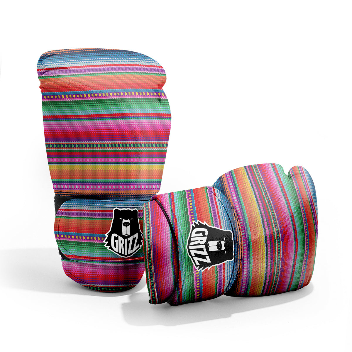 Serape Stripe Colorful Mexican Print Pro Boxing Glove