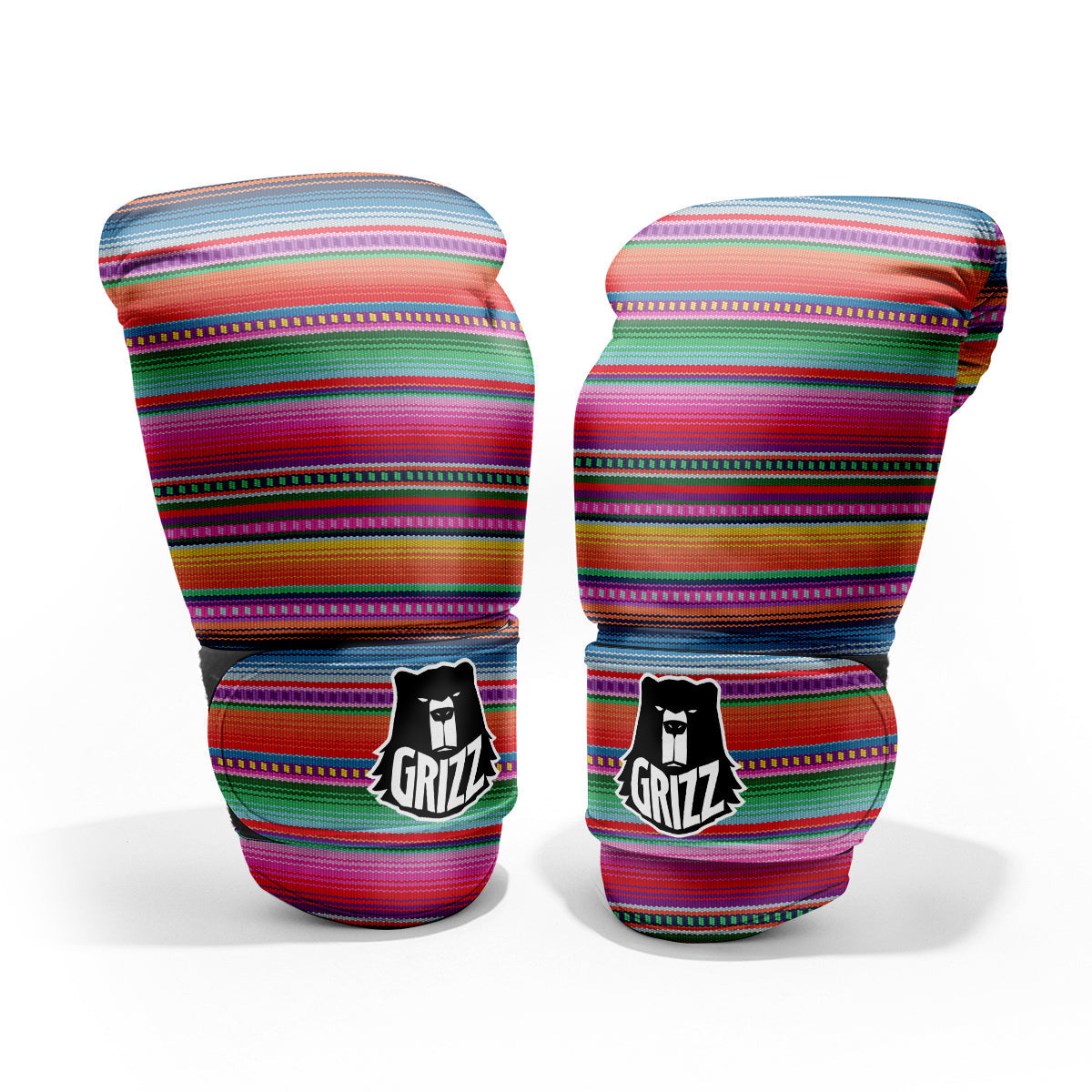 Serape Stripe Colorful Mexican Print Pro Boxing Glove