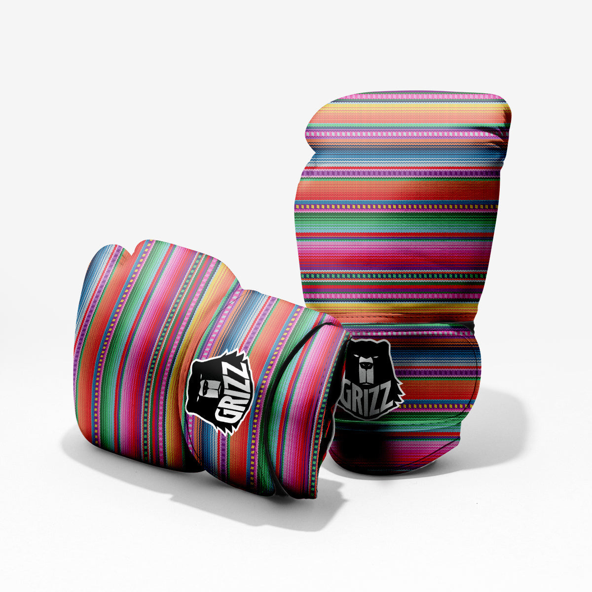 Serape Stripe Colorful Mexican Print Pro Boxing Glove