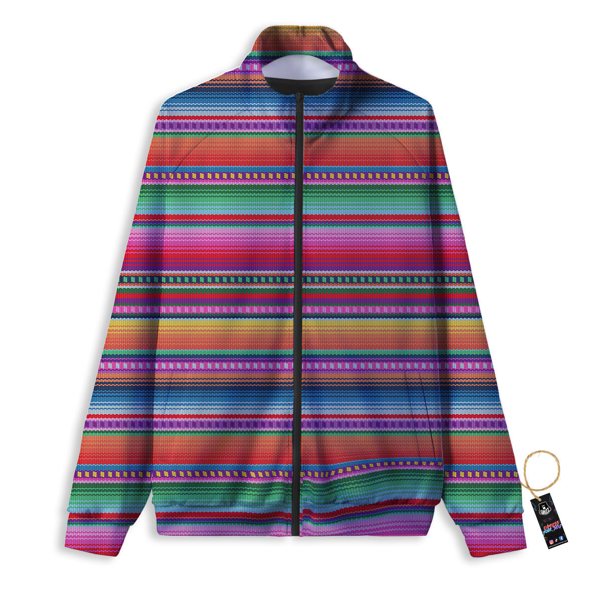 Serape Stripe Colorful Mexican Print Track Jacket-grizzshop