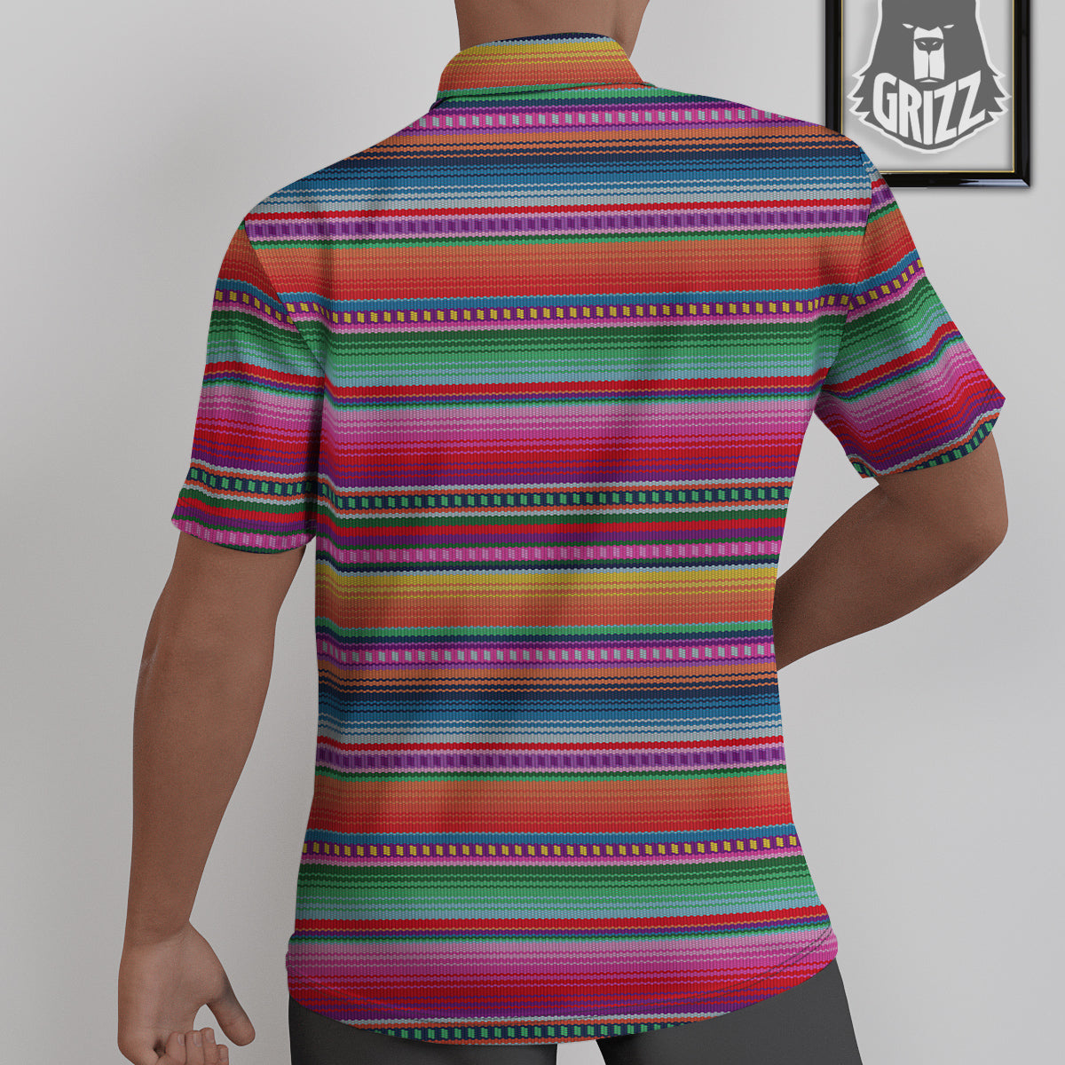 Serape Stripe Colorful Mexican Print Untucked Shirts-grizzshop