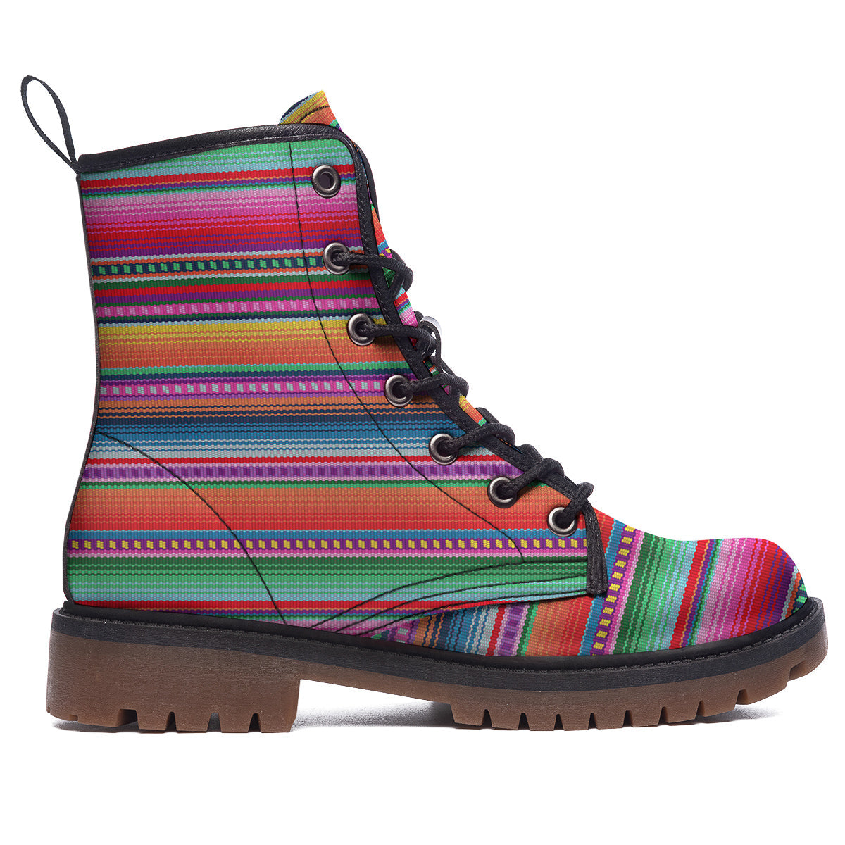 Serape Stripe Colorful Mexican Print Work Boots-grizzshop